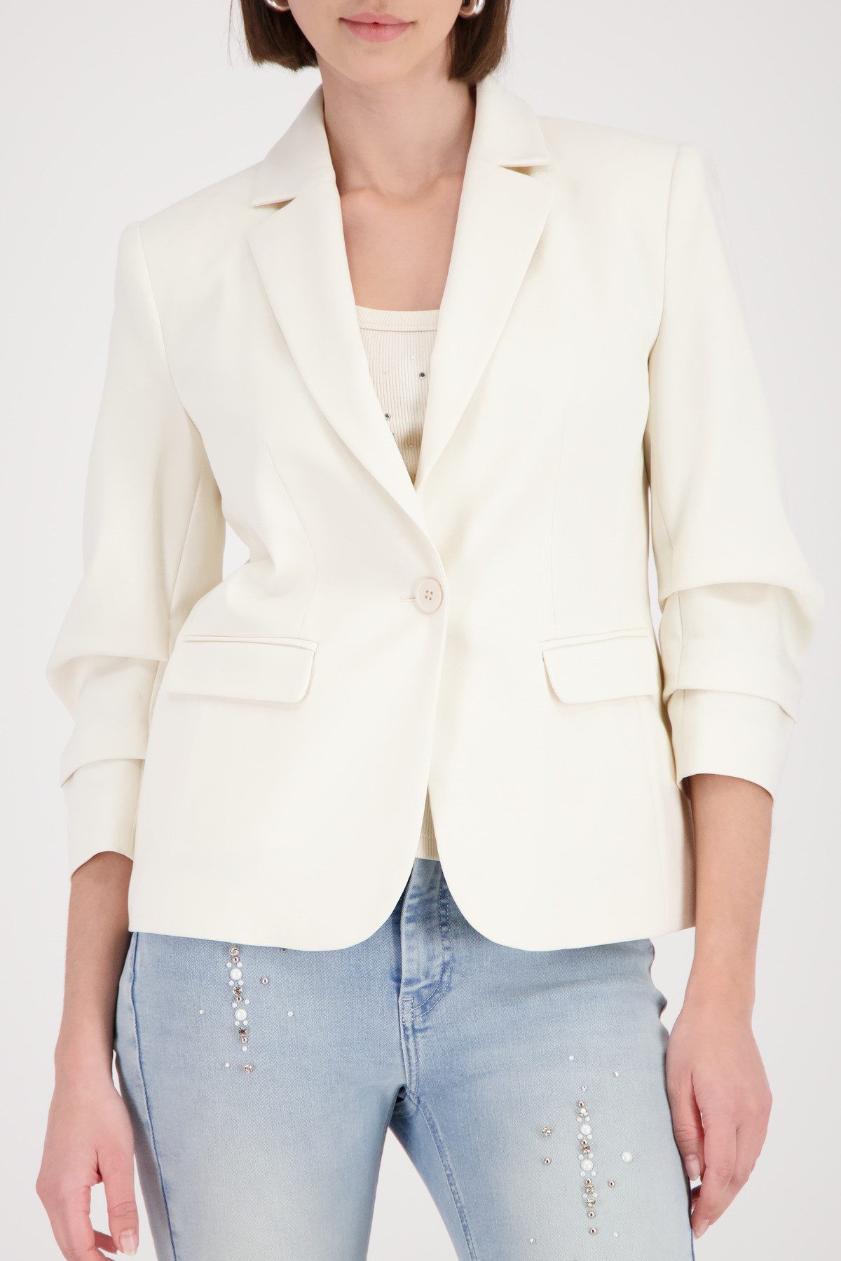 monari Blouson Jacke Blazer Kräuselärmel Regular fit mit Raffungen an den Ärmeln