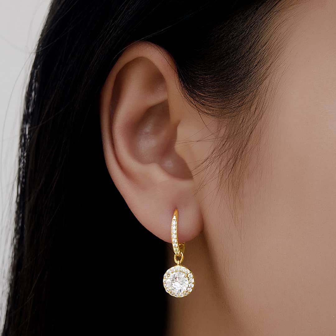 Lisandra Scott Paar Creolen Ohrringe Kristallpavé mit Steinen und Tropfen Anhänger Schmuck, Strahlende Zirkonia-Tropfen, handgefertigt für große Augenblicke