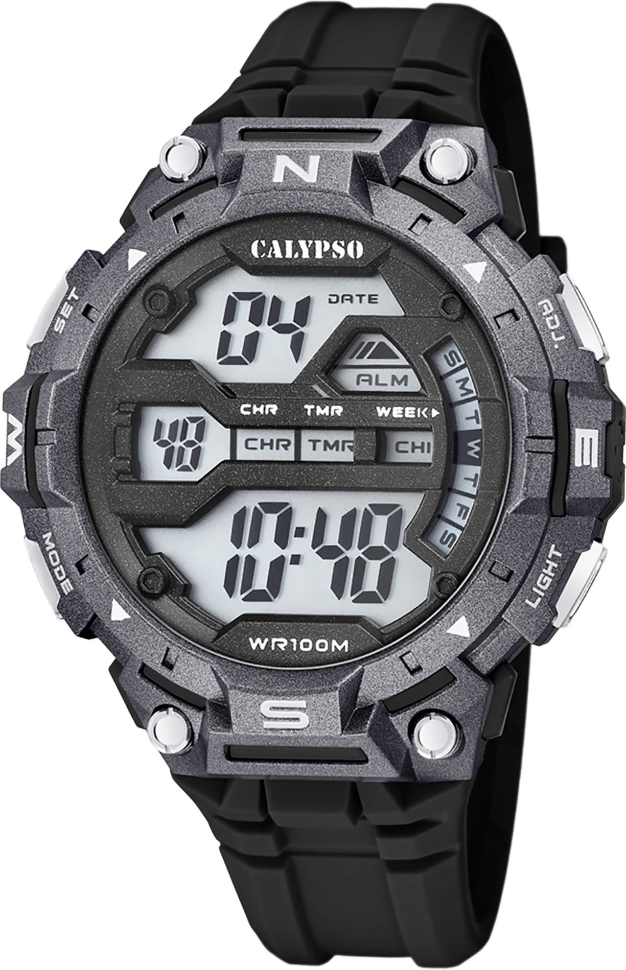 CALYPSO WATCHES Digitaluhr Calypso Herrenuhr Kunststoff schwarz, (Digitaluhr), Herrenuhr rund, extra groß (ca. 51mm) Kunststoffarmband, Sport-Style