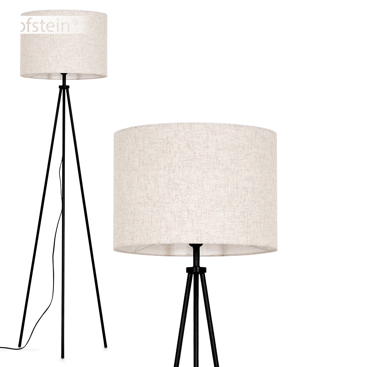 Stehlampe Stehlampe aus Metall/Stoff in Schwarz/Beige