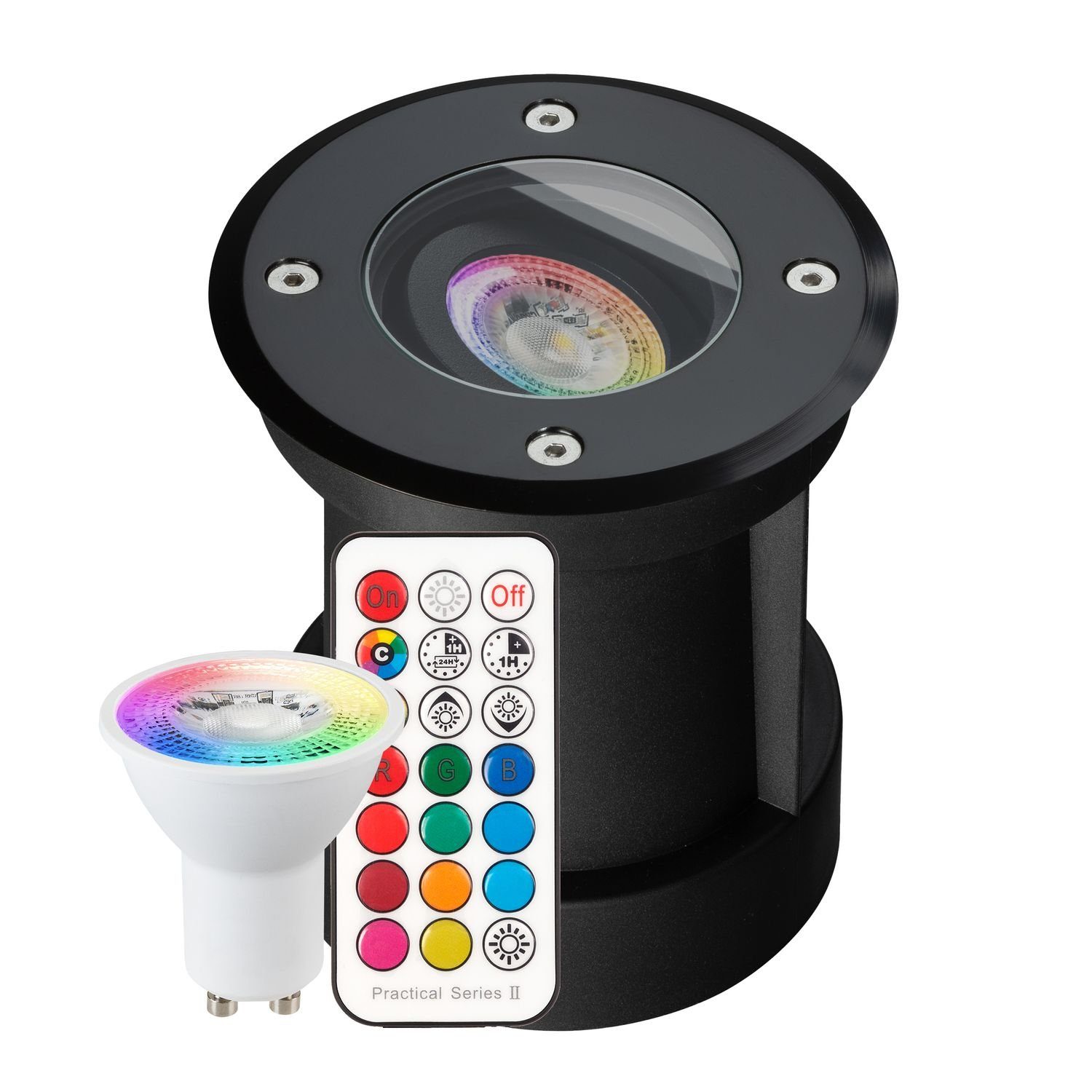 - LED Einbaustrahler Set RGB Wa LED + Fernbedienung mit Schwarzer LEDANDO Bodeneinbaustrahler RGB