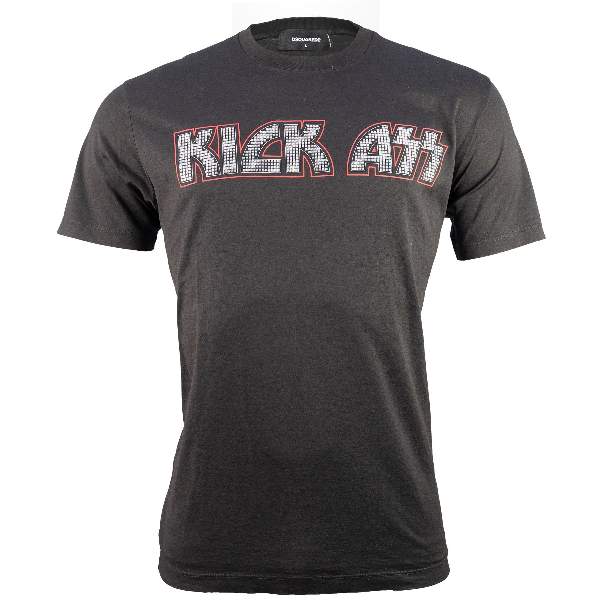 schwarz "Kick S71GD0978 Ass", Dsquared2 Nieten-Applikation T-Shirt