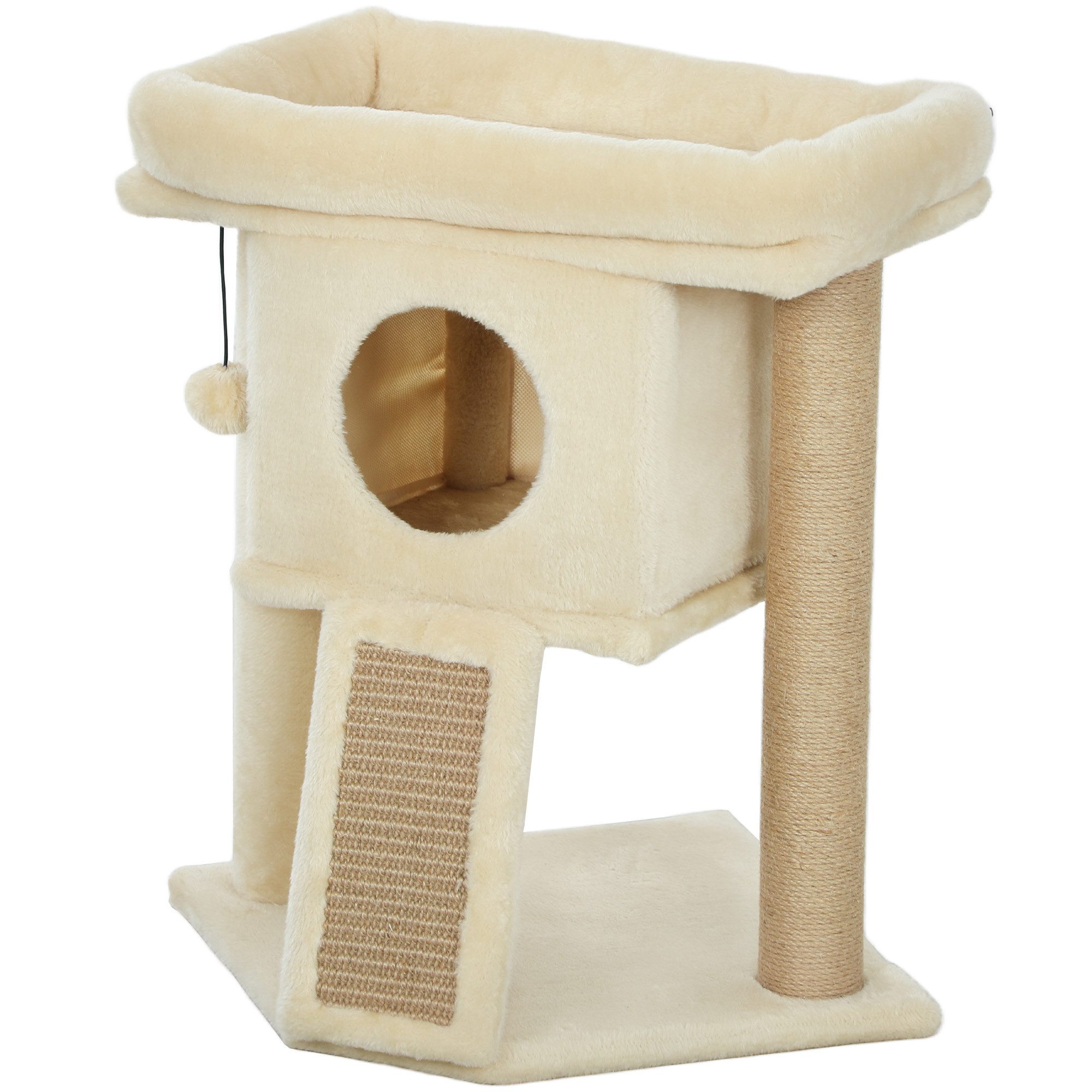furnicato Kratzbaum Katzenhaus Beige 40B x 40T x 57H cm - Vielseitiger Kratzbaum