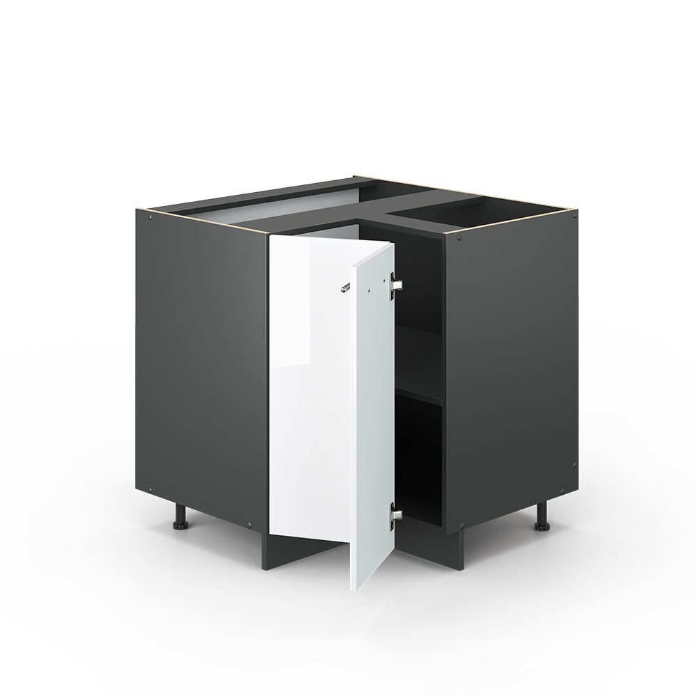 Vicco Eckunterschrank Fame-Line Weiß Hochglanz/Anthrazit 81 cm AP Eiche günstig online kaufen