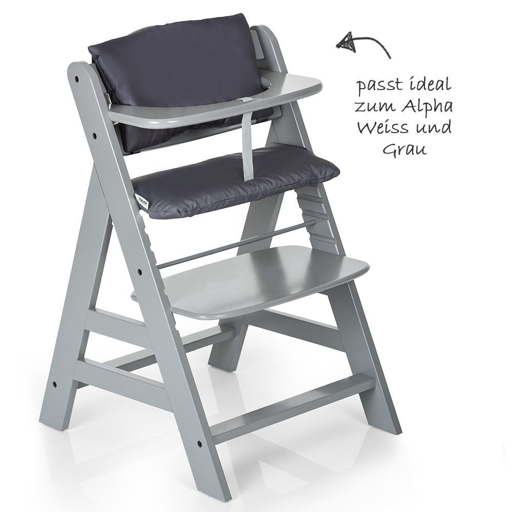 Hauck Hochstuhlauflage Deluxe - Grau, (2 St), 2 tlg. Sitzkissen für Alpha Hochstuhl Sitzverkleinerer Sitzauflage – Bild 4 von 5
