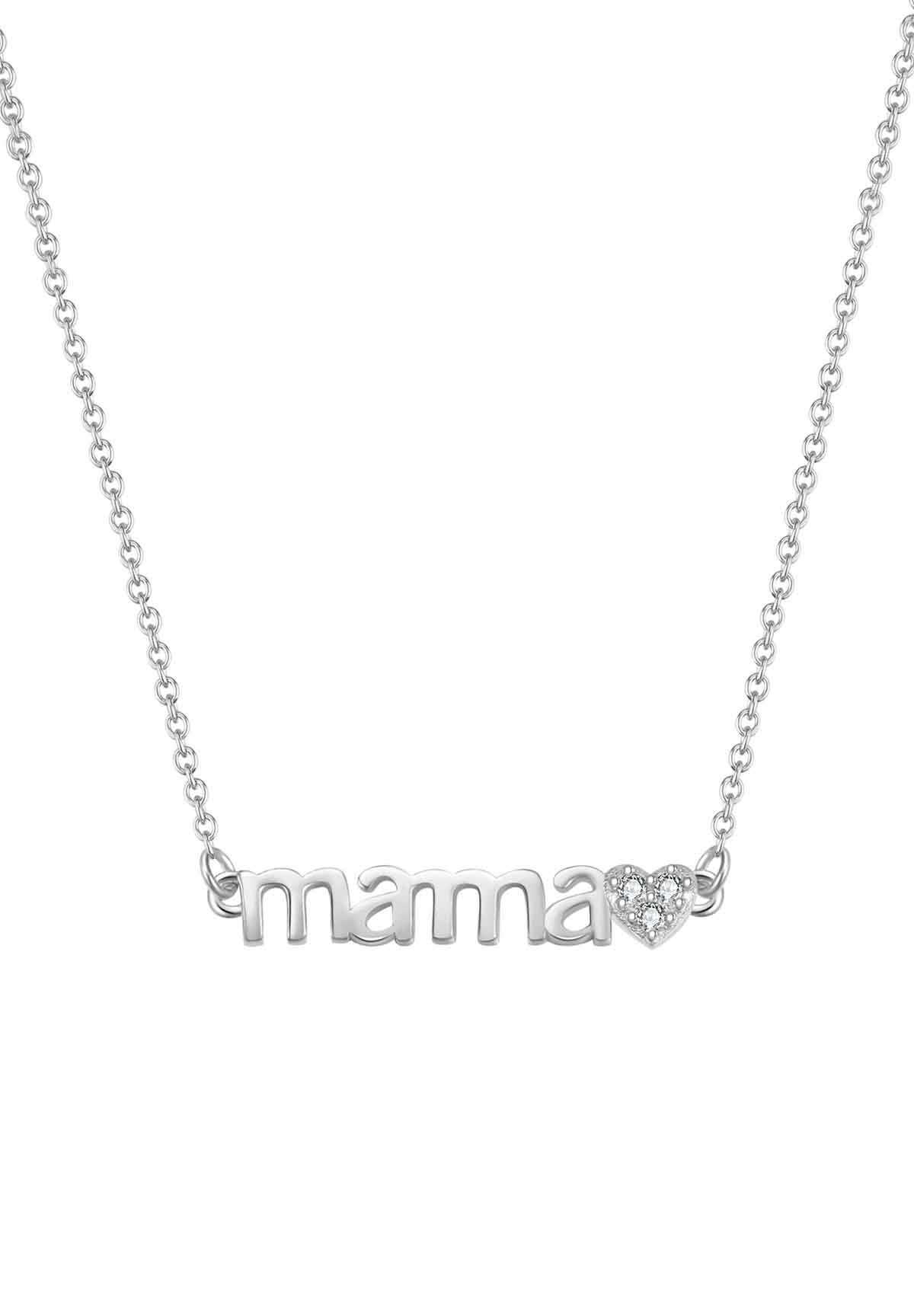 Kette mit Anhänger Mama Muttertag, Kette Silber 925 Damen 18K vergoldet