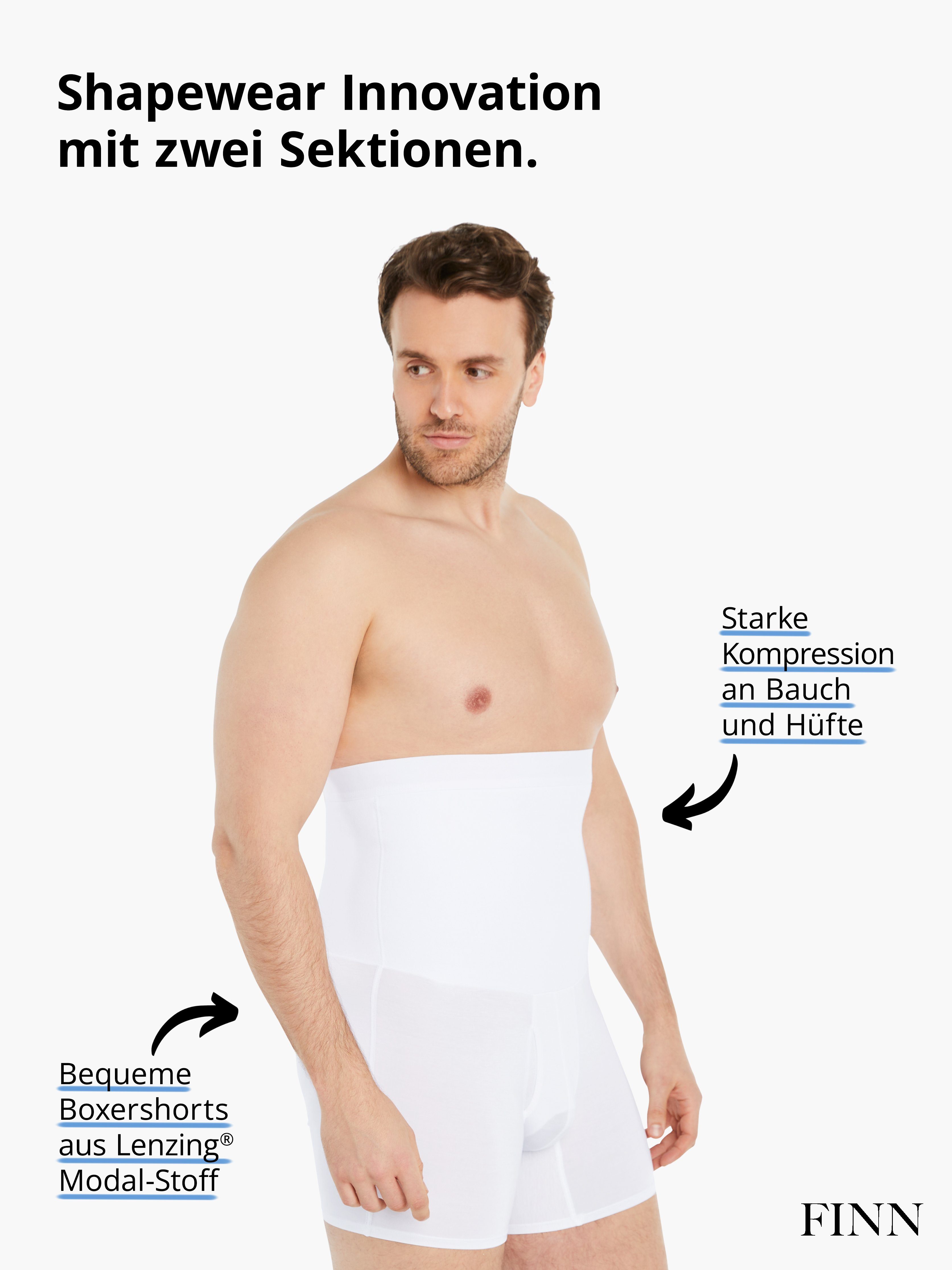 FINN Design Shapinghose Shapewear Herren starke eine Kompressions-Shorts Kompression, extra Kleidergröße weniger Weiß