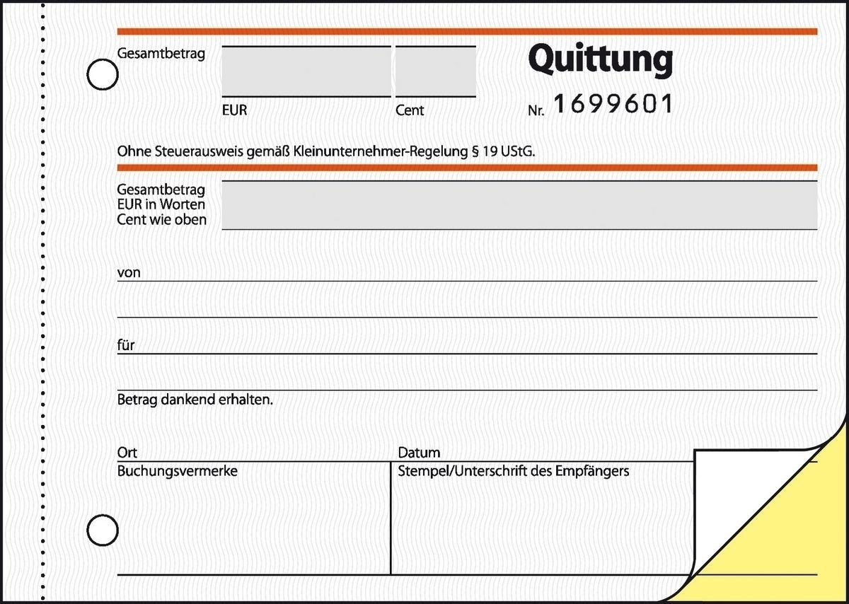 Thumbnail - Sigel Formularblock Formularbuch Quittung A6 quer ohne MwSt. Ausweis SD VE=2x30 Blatt numm