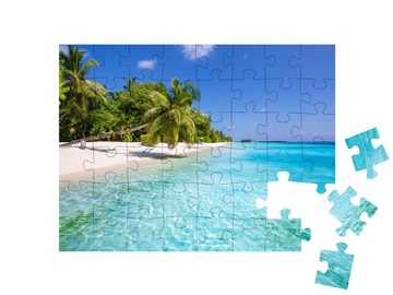 puzzleYOU Puzzle Sommerlandschaft: tropischer Strand mit Hängematte, 48 Puzzleteile, puzzleYOU-Kollektionen Ozeanien