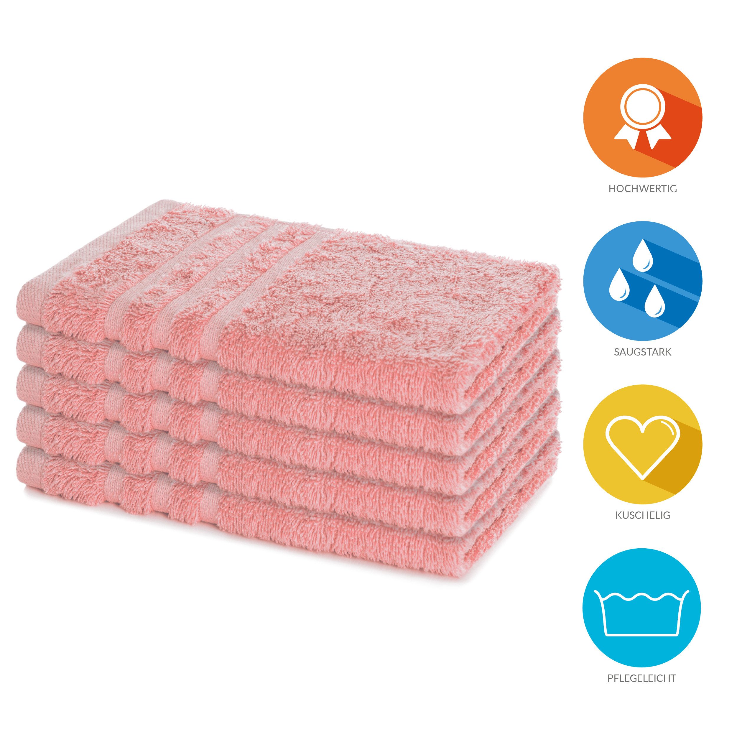 Lavea Gästehandtuch 5er Set Gästehandtücher, Elena Frottee, 30x50 cm Gästetuch, 100% Baumwolle (5er Set), 500 g/m² Frottier, weich & saugstark, pflegeleicht