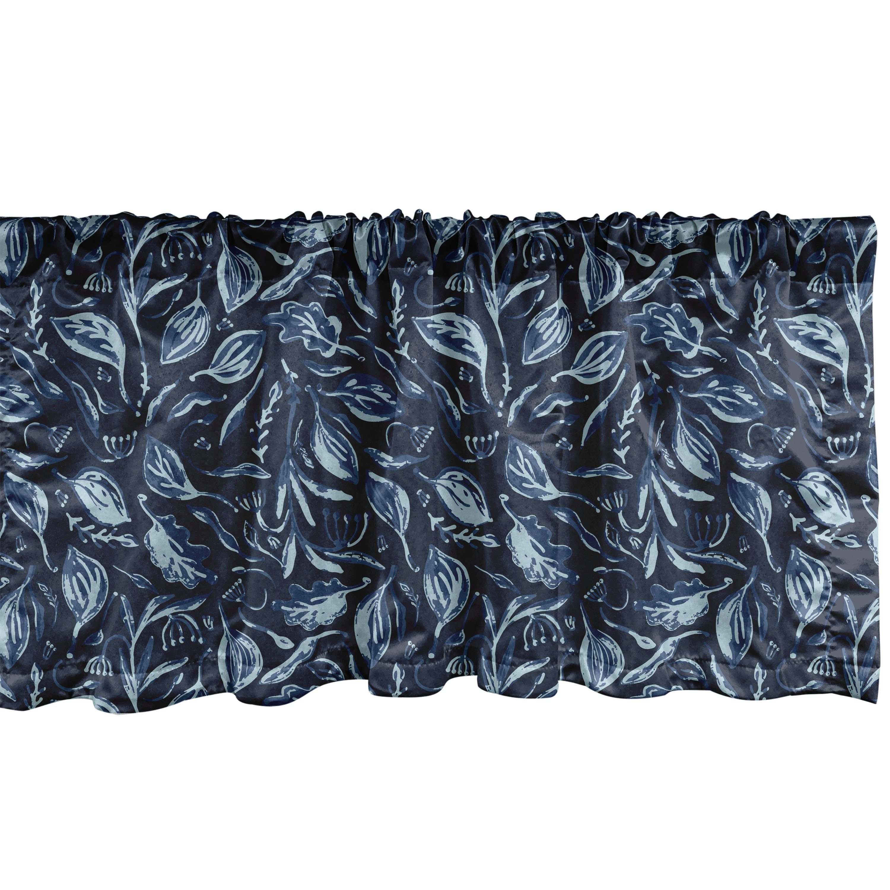 Scheibengardine Vorhang Volant für Küche Schlafzimmer Dekor mit Stangentasche, Abakuhaus, Microfaser, Botanisch Aquarell Blätter- Motiv