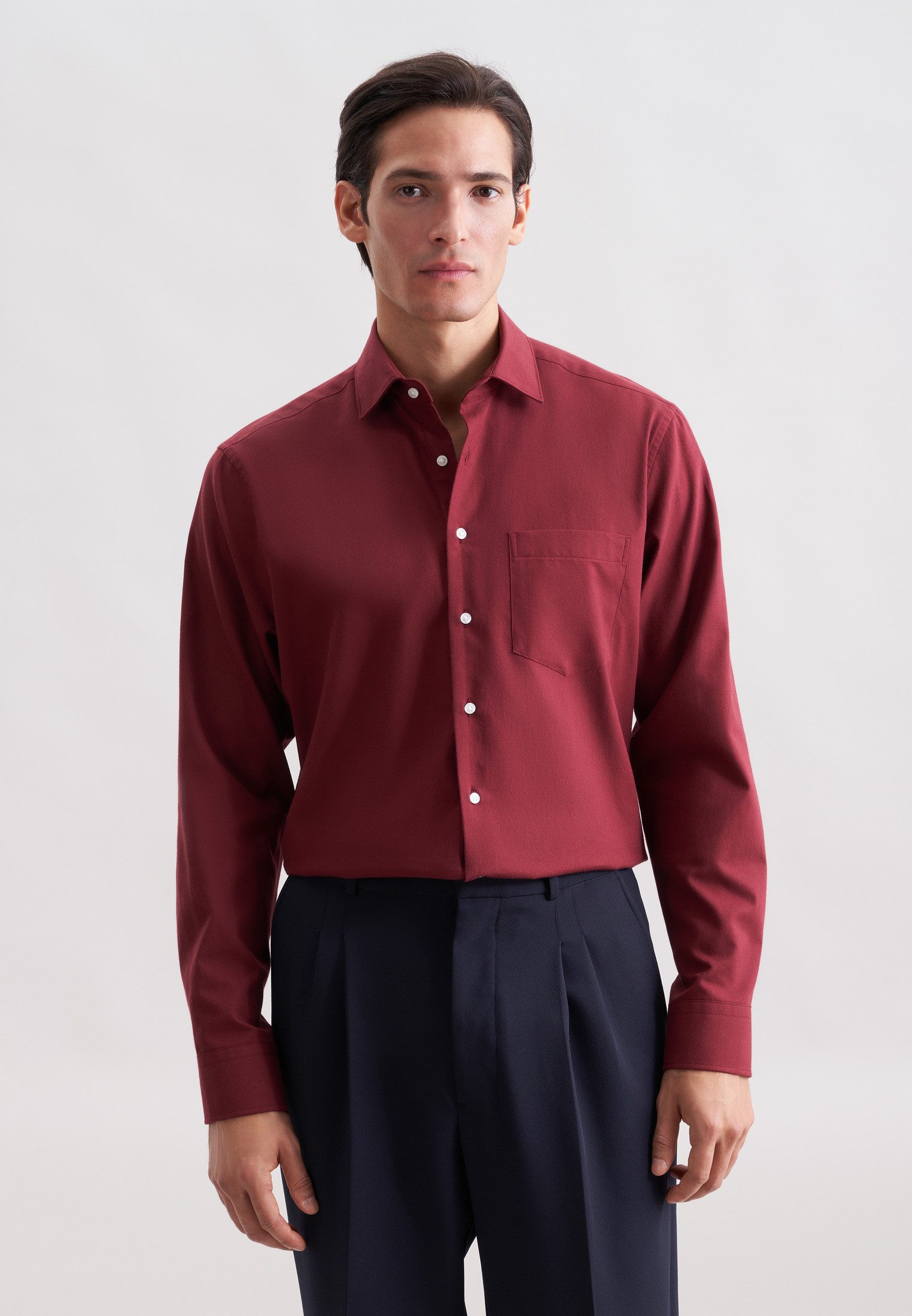 seidensticker Flanellhemd Schwarze Rose Regular 1/1 Kentkragen Uni günstig online kaufen