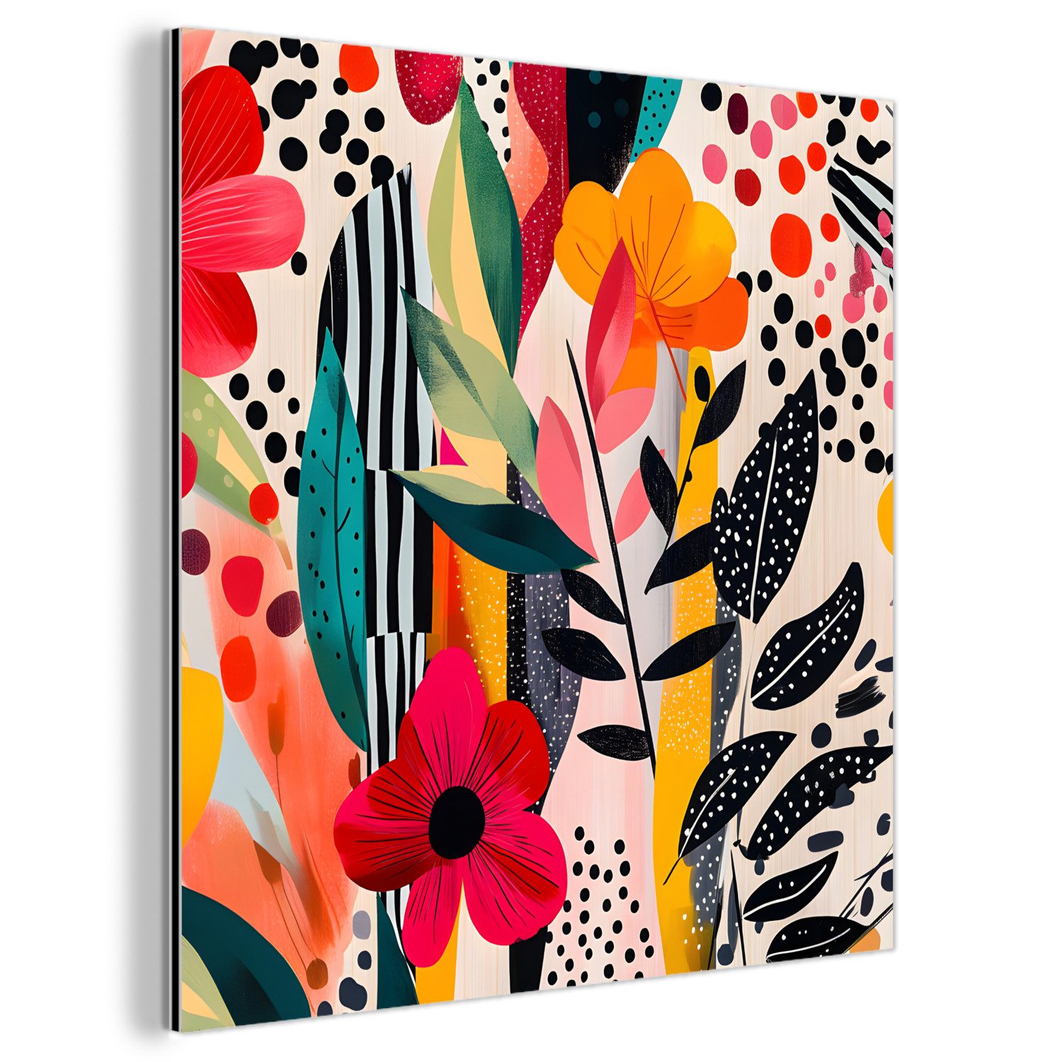 MuchoWow Metallbild Blumen - Blätter - günstig online kaufen
