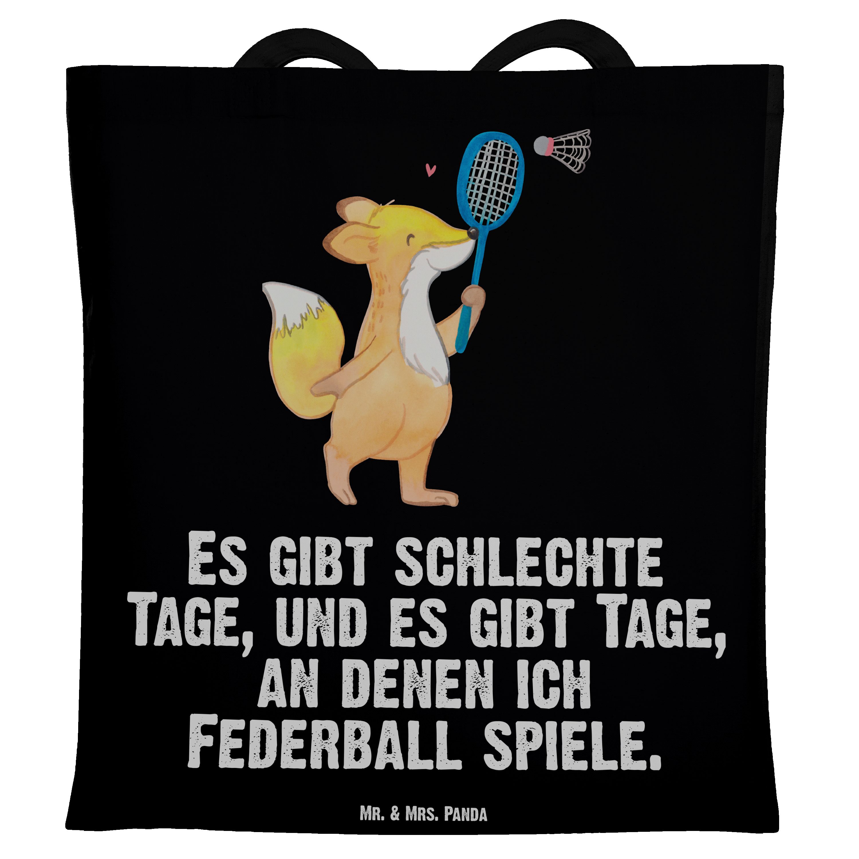 Mr. & Mrs. Panda Tragetasche Fuchs Federball spielen Tage - Schwarz - Geschenk, Auszeichnung, Beut (1-tlg)