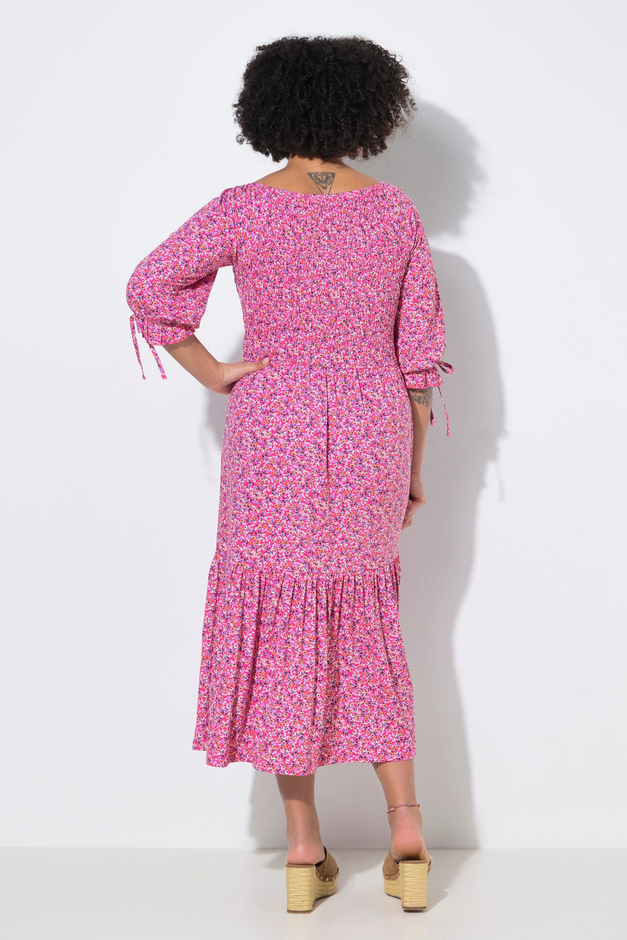 Angel of Style Jerseykleid Smokkleid Midilänge Minimal-Muster 3/4-Puffärme