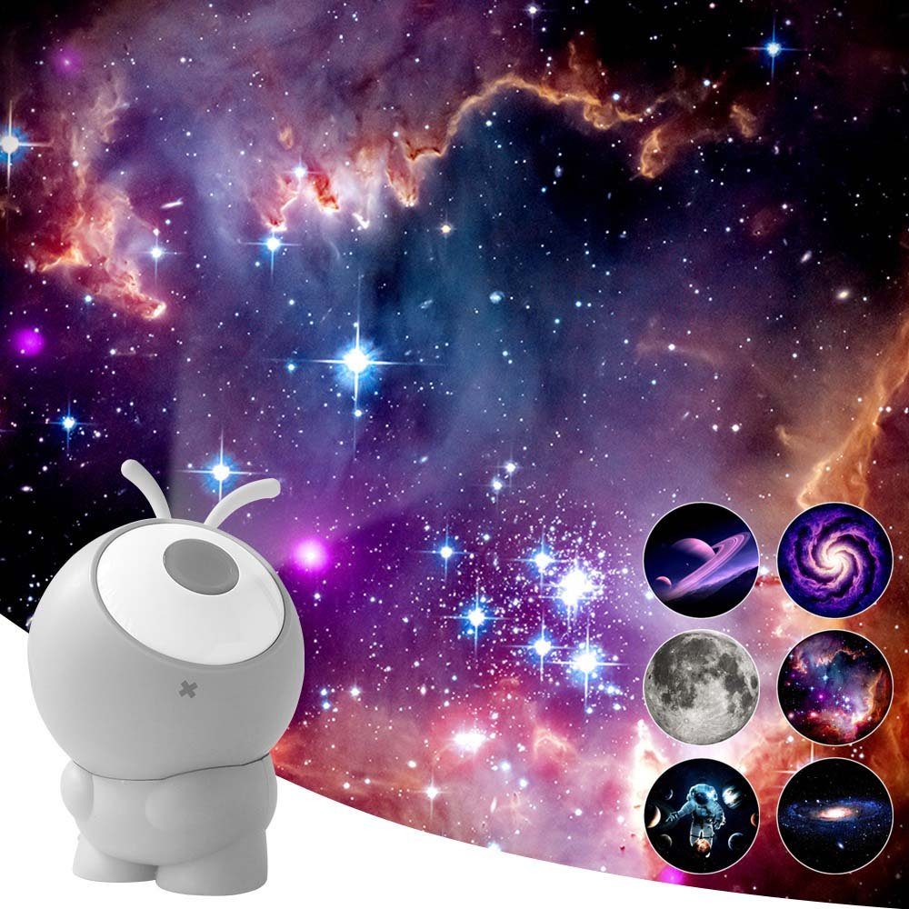 Qualra Projektionslampe Sternenhimmel Projektor Planetarium mit 6 Filmscheiben Nachtlicht, Skylight Galaxy Projector für Kinder Erwachsene Schlafzimmer
