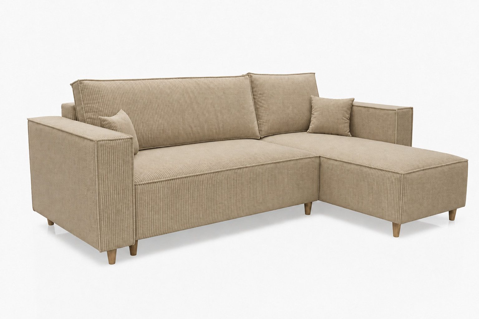 MARPUR Ecksofa RIO aus Cordstoff mit Schlaffunktion und Bettkasten, L-Form Couch, Universal Ottomane, in 7 trendigen Farben wählbar – Bild 2 von 5
