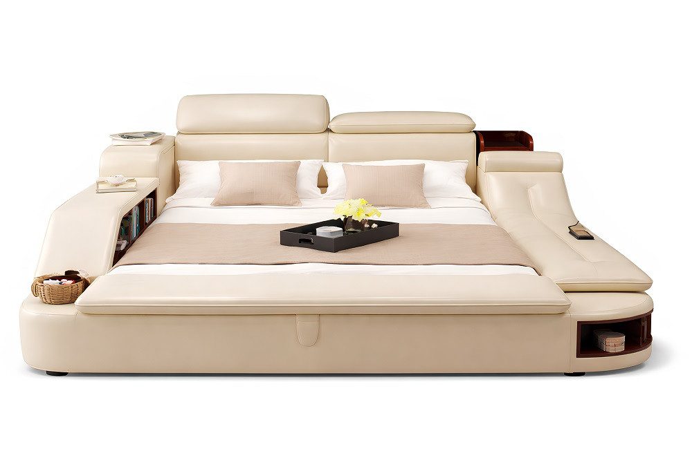 JVmoebel Polsterbett XXL Doppelbett mit Ablagen und Safe Sofort (Bett), Made in Europa