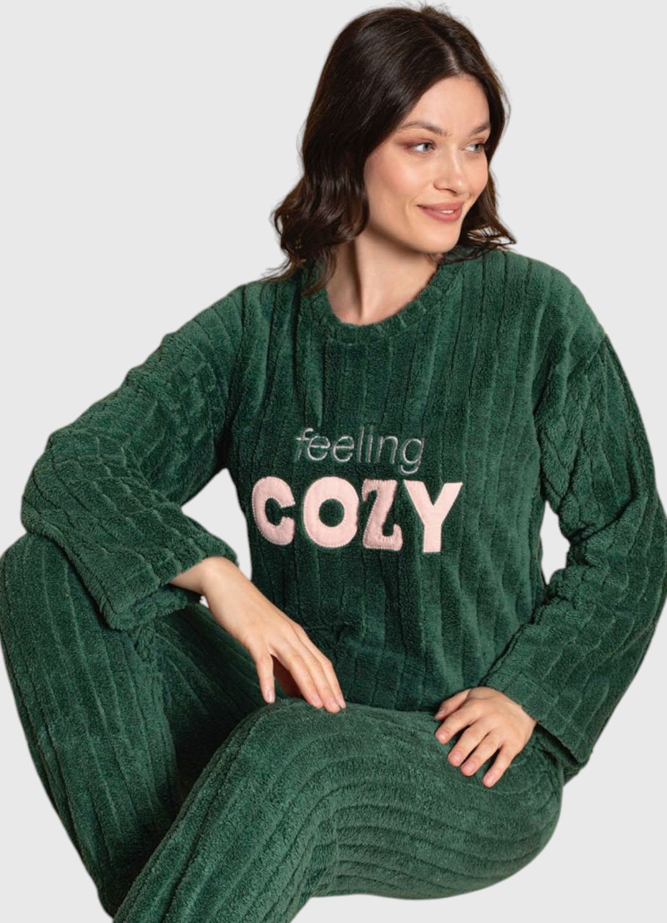 Spadehill Damen Einteiler-Fleece-Schlafanzug Mit Kapuze – Weich, Warm, In Grün, Größe L