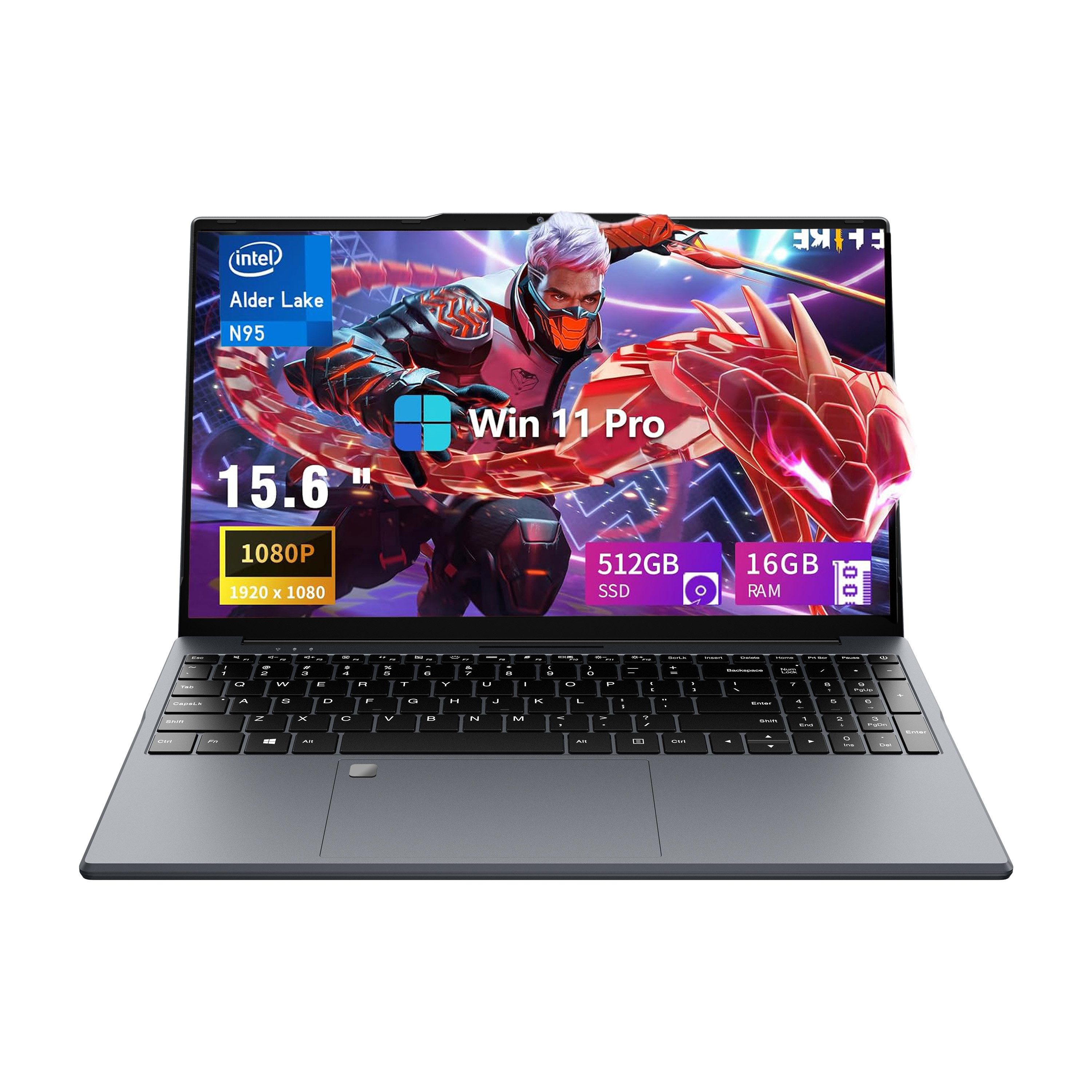 Rolipo Laptop 15.6"Full HD Display Intel N95(bis zu 3.4GHz)16GB RAM 512GB SSD Business-Notebook (Intel Intel N95 N95, Intel® UHD Graphics, 512 GB SSD, Win 11, USB 3.2x1, WiFi 5, BT5.0, 180° Öffnen und Schließen)