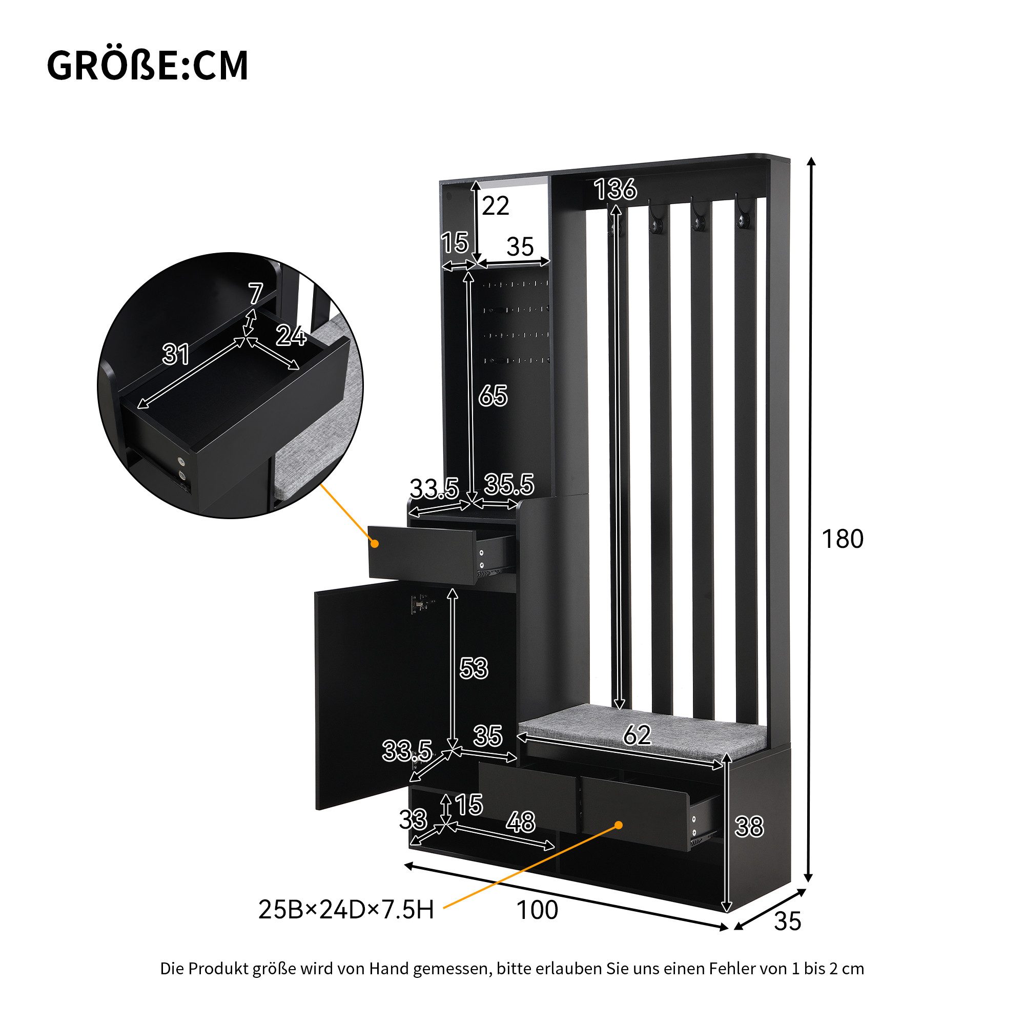 Celya Garderoben-Set Flurgarderobe mit gepolsterter Aufbewahrungsbank, (Was günstig online kaufen