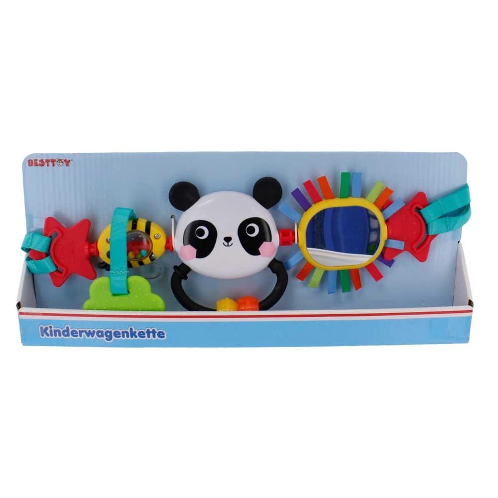 Babypuppe Besttoy - bunte Kinderwagen-Spielzeugkette - ca. 30 cm