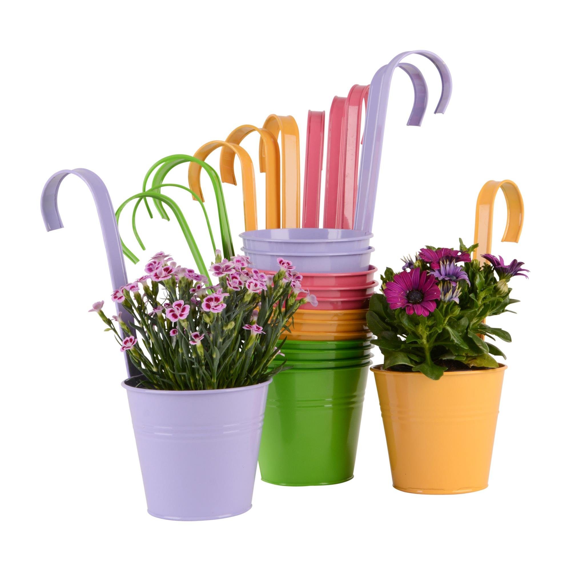 Metall Farben, Pflanzen Hängeblumentöpfe Set), in für GARDEN sommerlichen bunt Hängetöpfe UNUS aus Blumentopf (14er