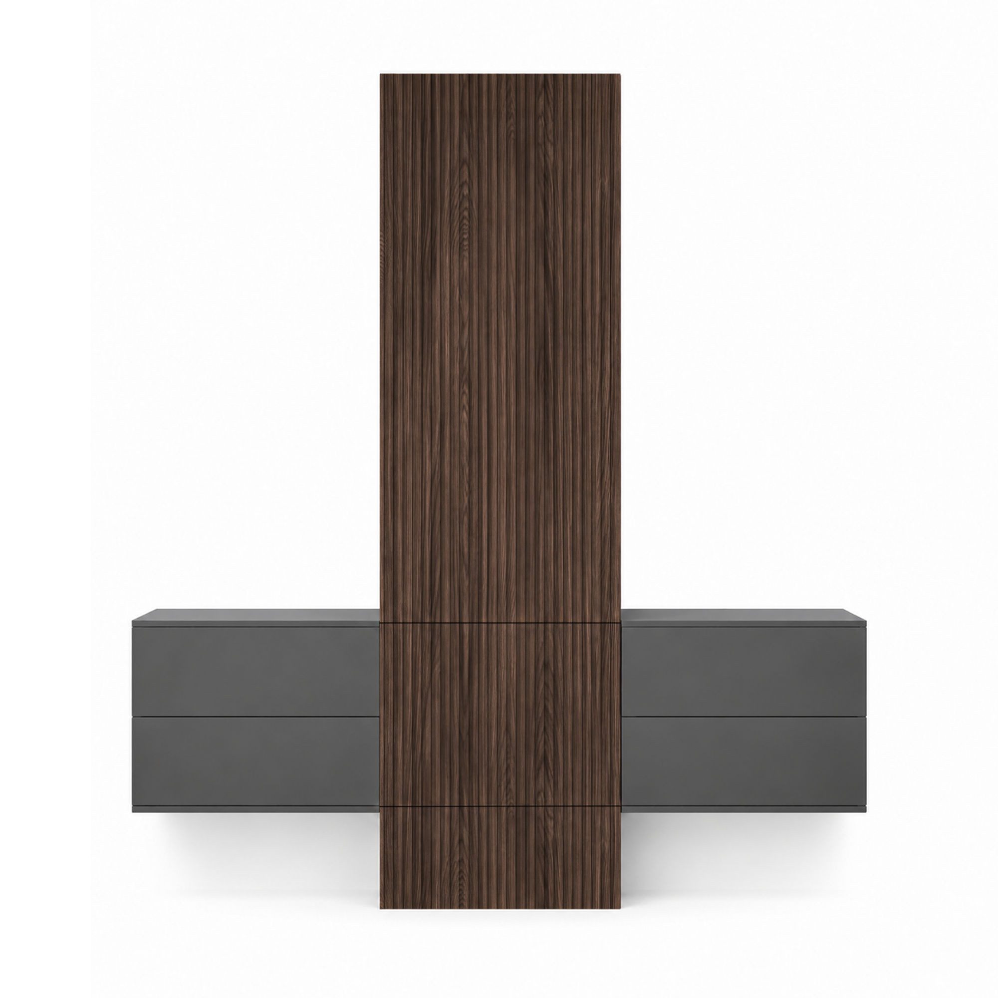 InnoFurn Garderoben-Set Norello Set 3 Anthrazit matt, (Set, 3-St., Geriffeltes Garderobenpaneel mit verdecktem Stauraum), Geriffeltes Paneel, Kleiderstange, Push to Open, Made in Germany