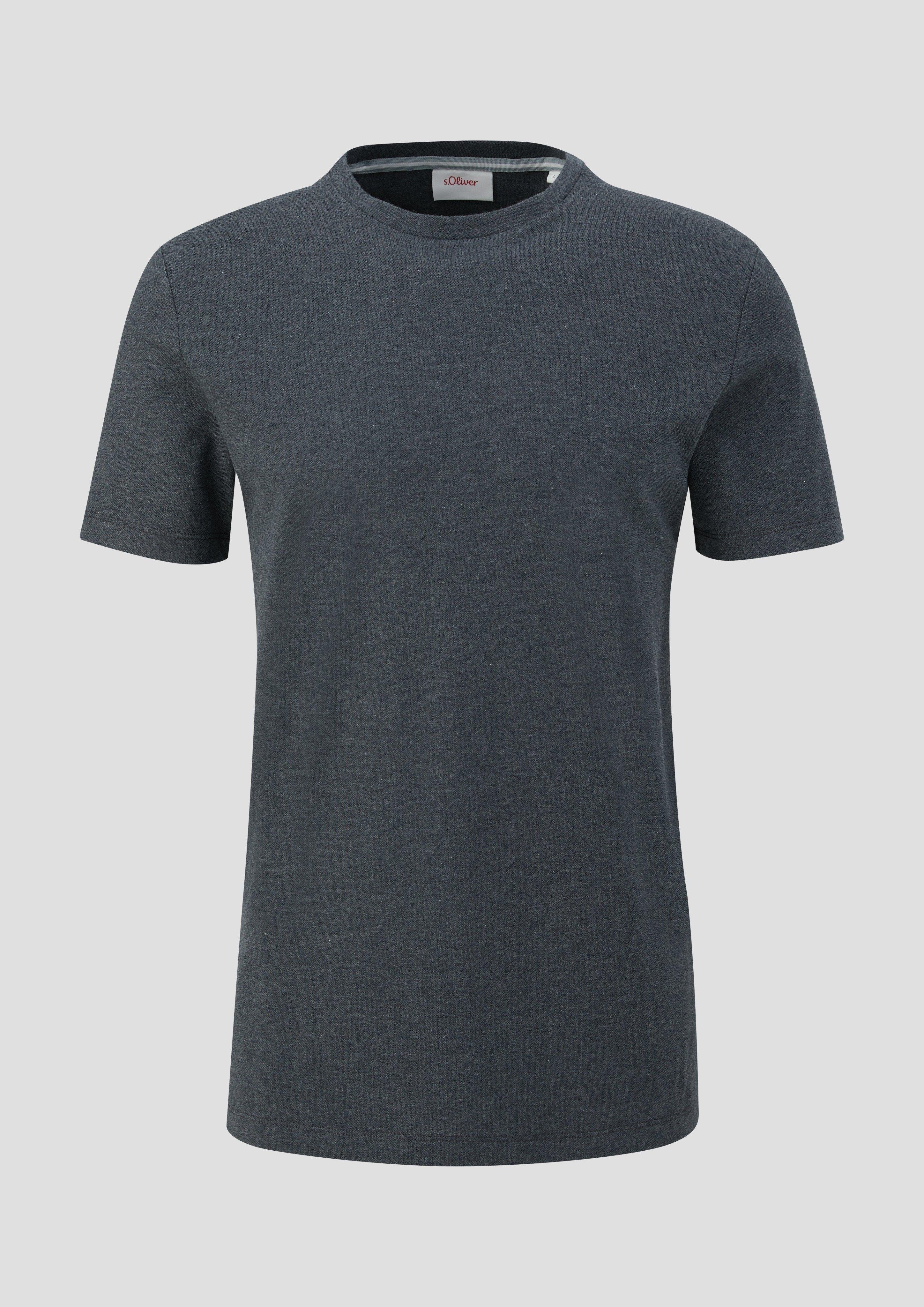 s.Oliver Kurzarmshirt T-Shirt mit Piqué-Struktur dunkelgrau Blende