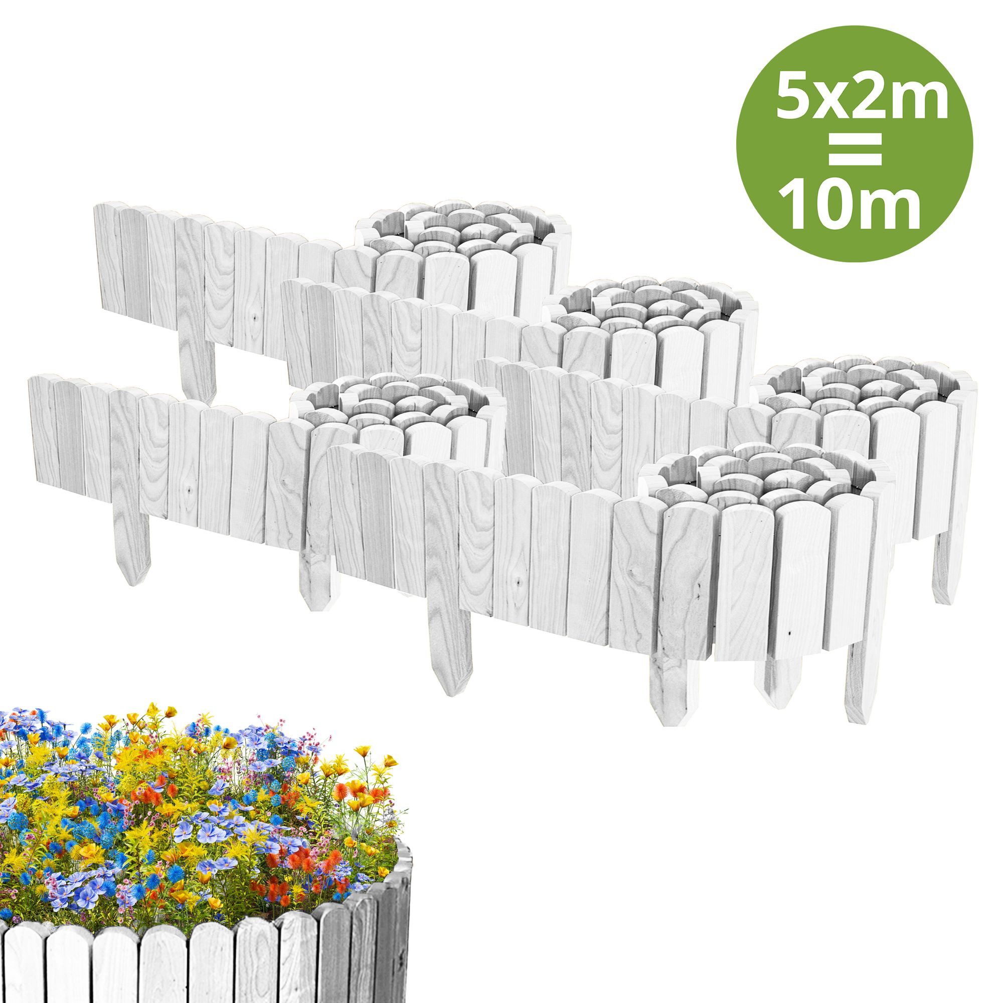 Floranica Beetbegrenzung Rollborder Flexibler Holzzaun aus günstig online kaufen
