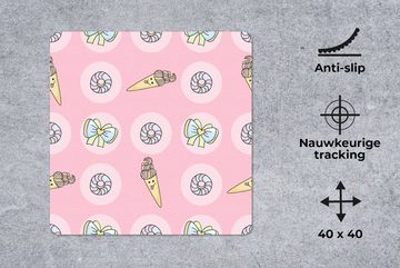 MuchoWow Gaming Mauspad Donuts - Kawaii - Muster - Pastell (1-St), Mousepad mit Rutschfester Unterseite, Gaming, 40x40 cm, XXL, Großes