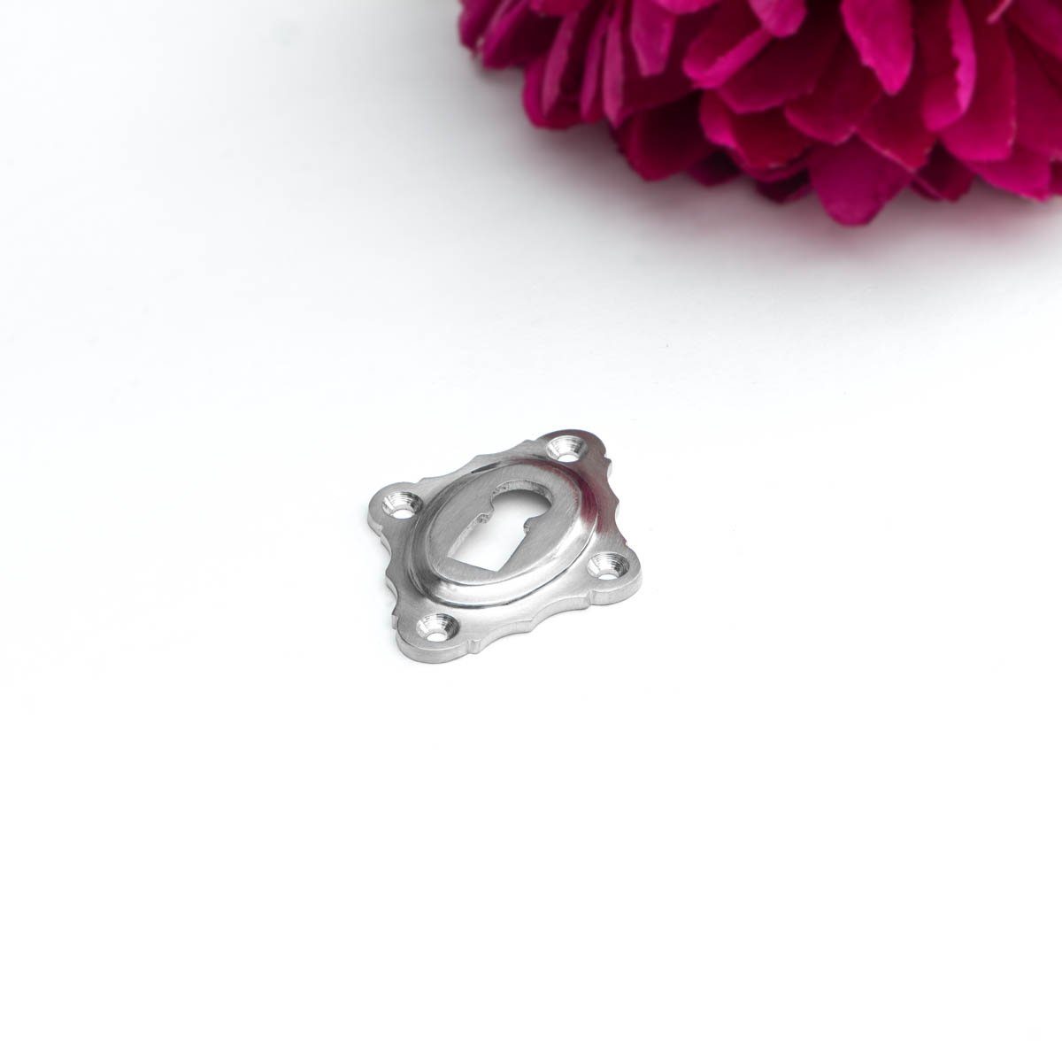 Antikas Türbeschlag Schlüssellochrosette für Zimmertüren - edles Design, BB, Nickel Matt.