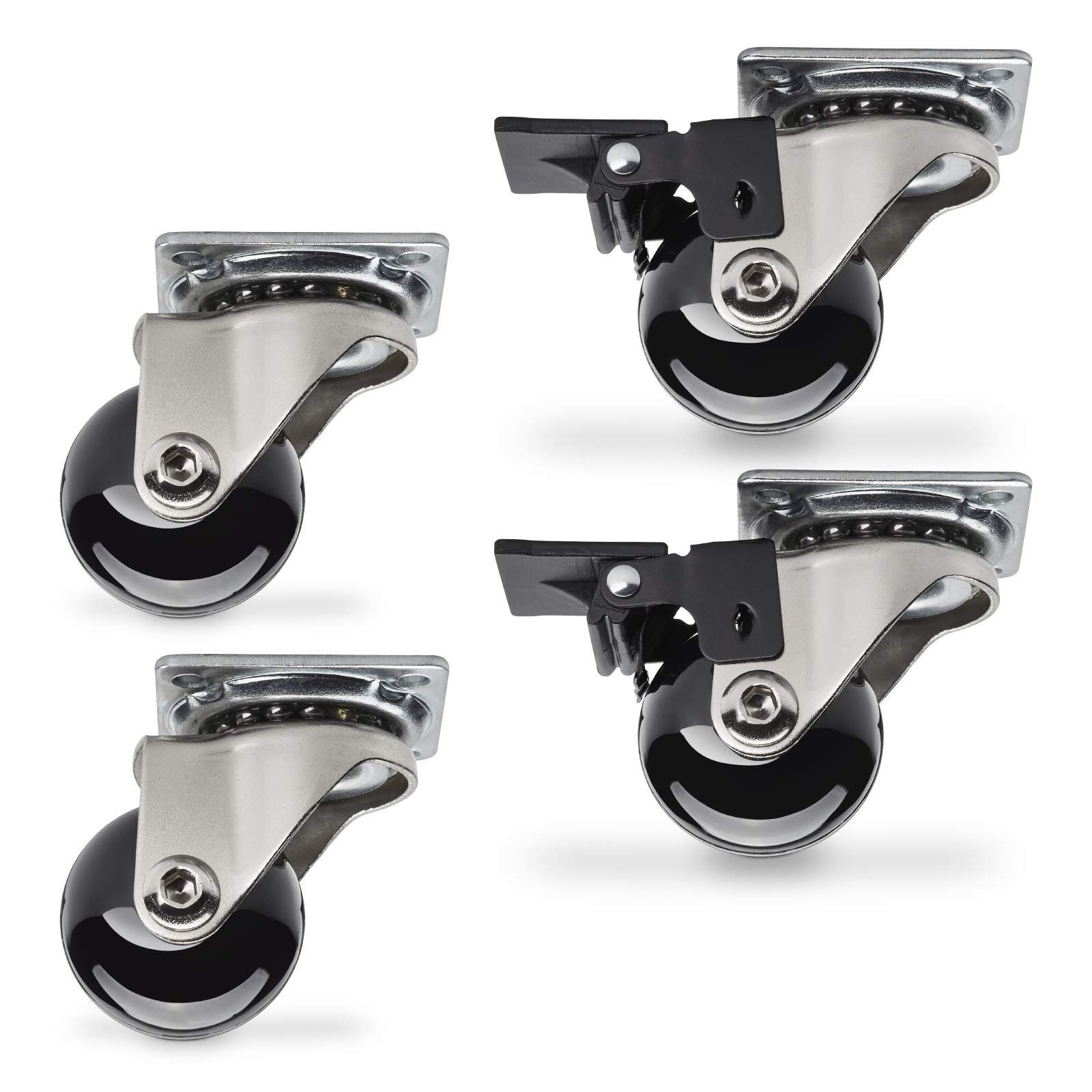 SO-TECH® Möbelrolle SWIFT, Ø 35, 50, 75 mm, belastbar bis 35 kg je Rolle, (4-St), Durchmesser 35 mm, schwarz, 2x mit und 2x ohne Feststeller