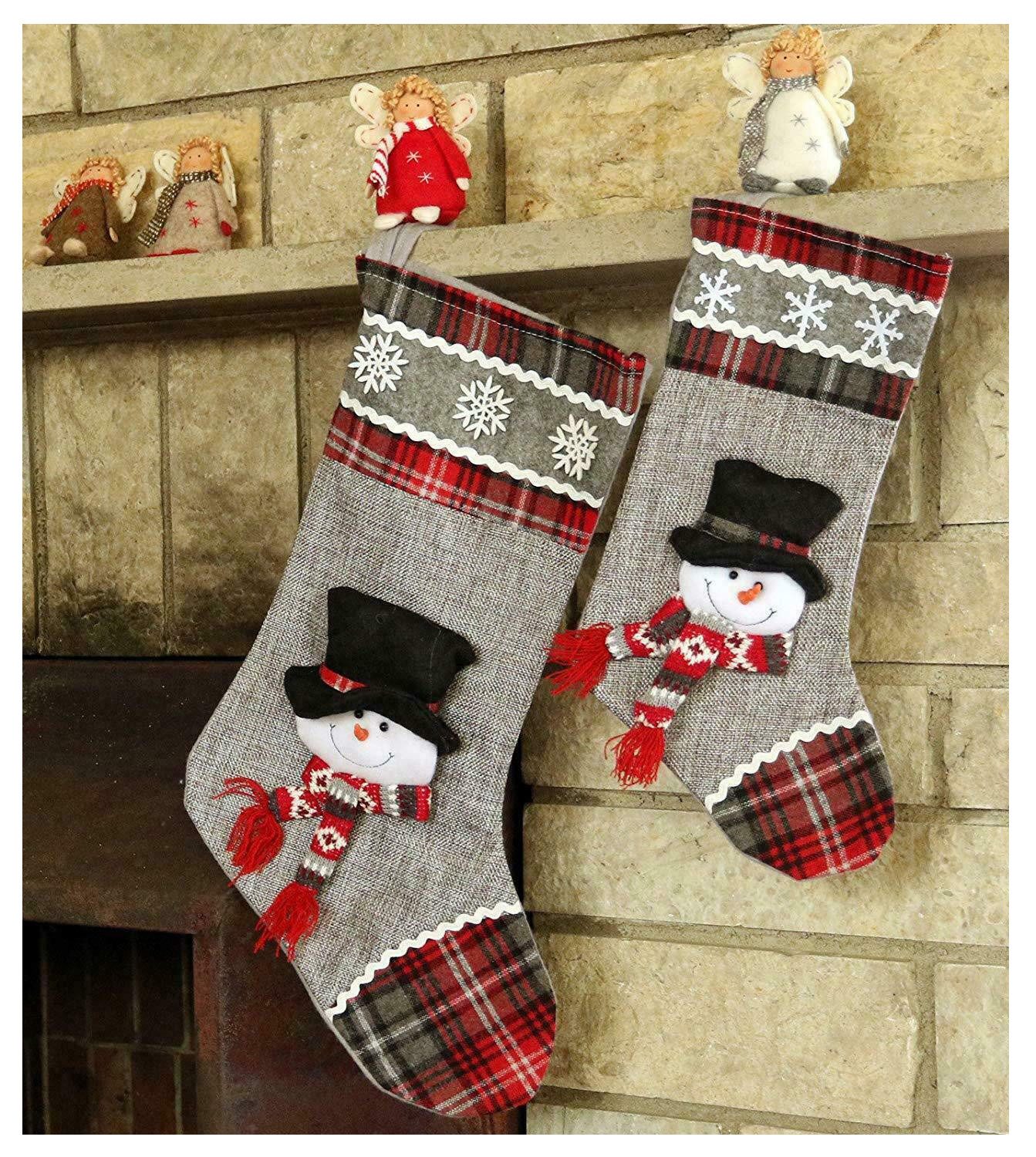 heimtexland Nikolausstiefel Nikolausstiefel Deko Geschenk Nikolaus Beutel Weihnachten Strumpf (Typ481, 1 St., Typ481), zum Befüllen I Schneemann Applikation I 35 cm I zum Hängen
