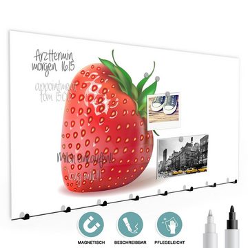 Primedeco Garderobenpaneel Magnetwand und Memoboard aus Glas Eine Erdbeere