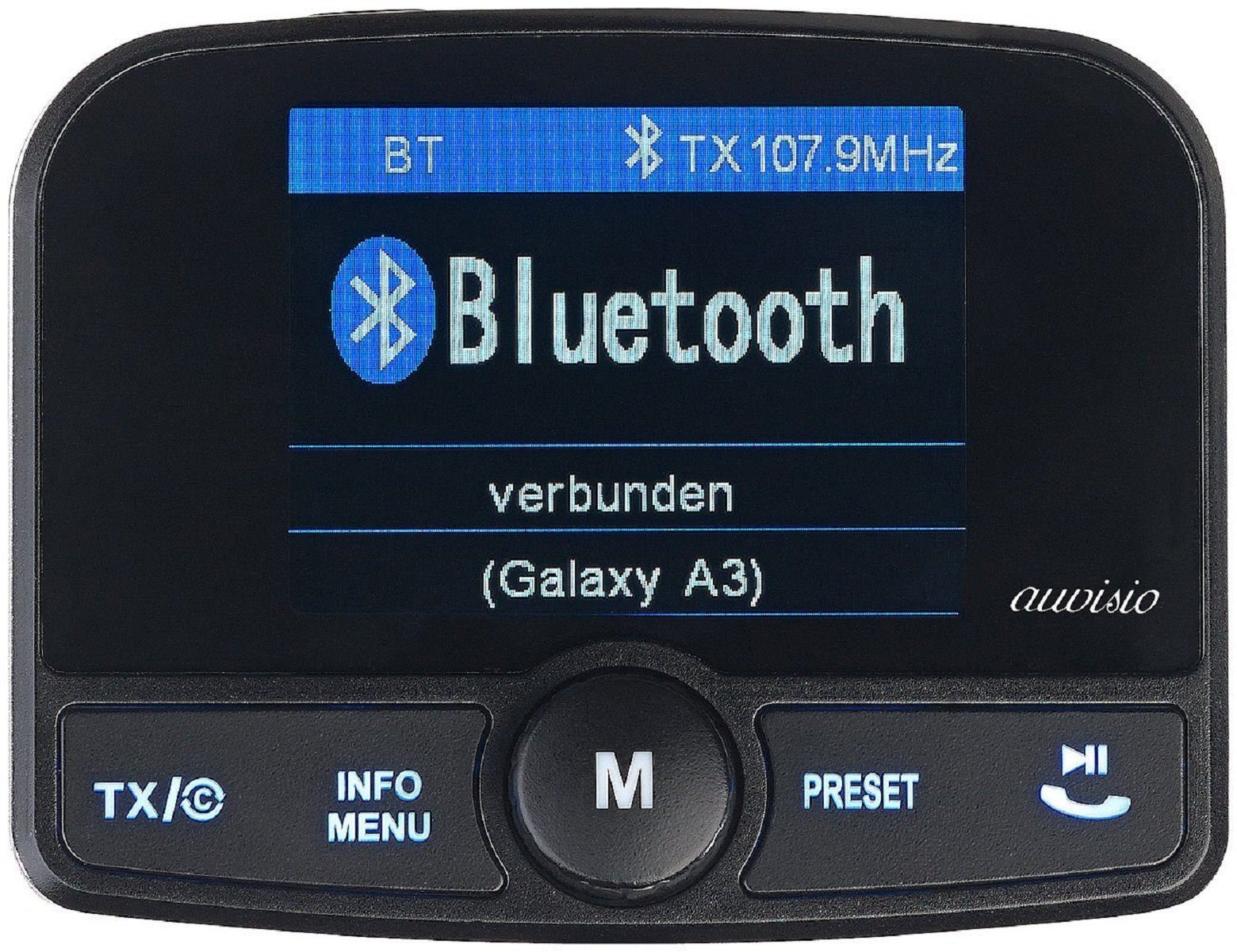 Micro-USB, zu Bluetooth Wiedergabe UKW-Signal Audio-Übertragung 3,5-mm-Klinke, Kfz-DAB+ per MP3 Empfänger microSD-Karte, FMX-640.dab von Micro-USB, FM-Transmitter KFZ-Transmitter Micro-SD auvisio Freisprechen