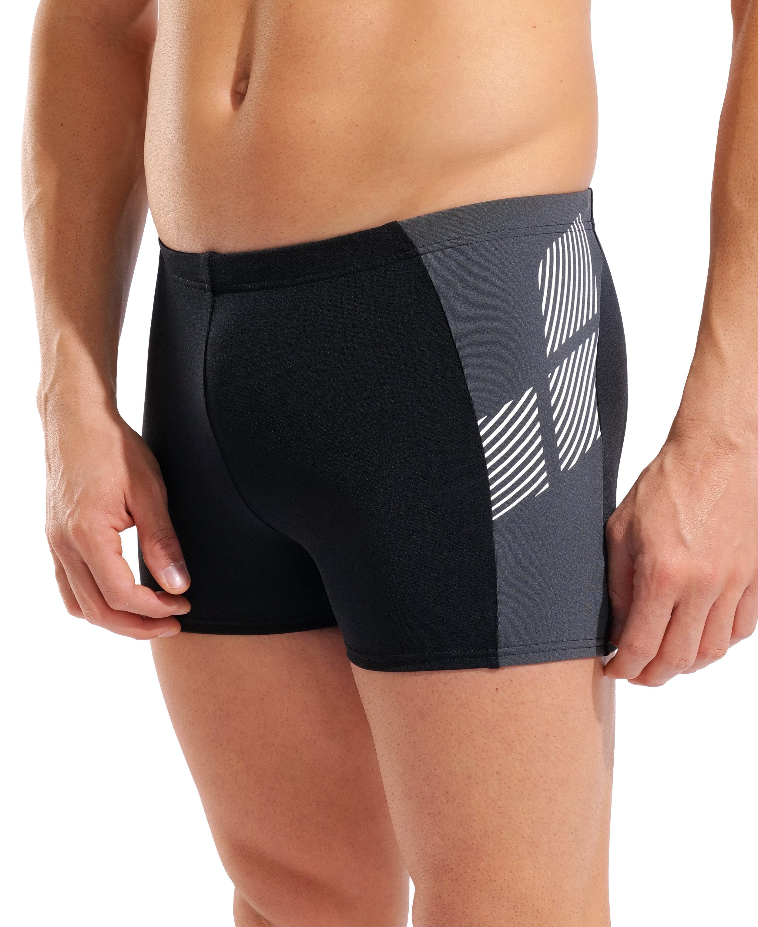 Arena Badeshorts M ARENA PRINTED SPLICE SWIM SHORT für Wettkampfschwimmer und regelmäßige Schwimmer, schnelltrocknend