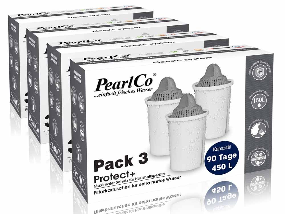 PearlCo Kalk- und Wasserfilter Classic Filterkartuschen Protect Plus Pack 12, Zubehör für Brita Classic u. PearlCo Classic