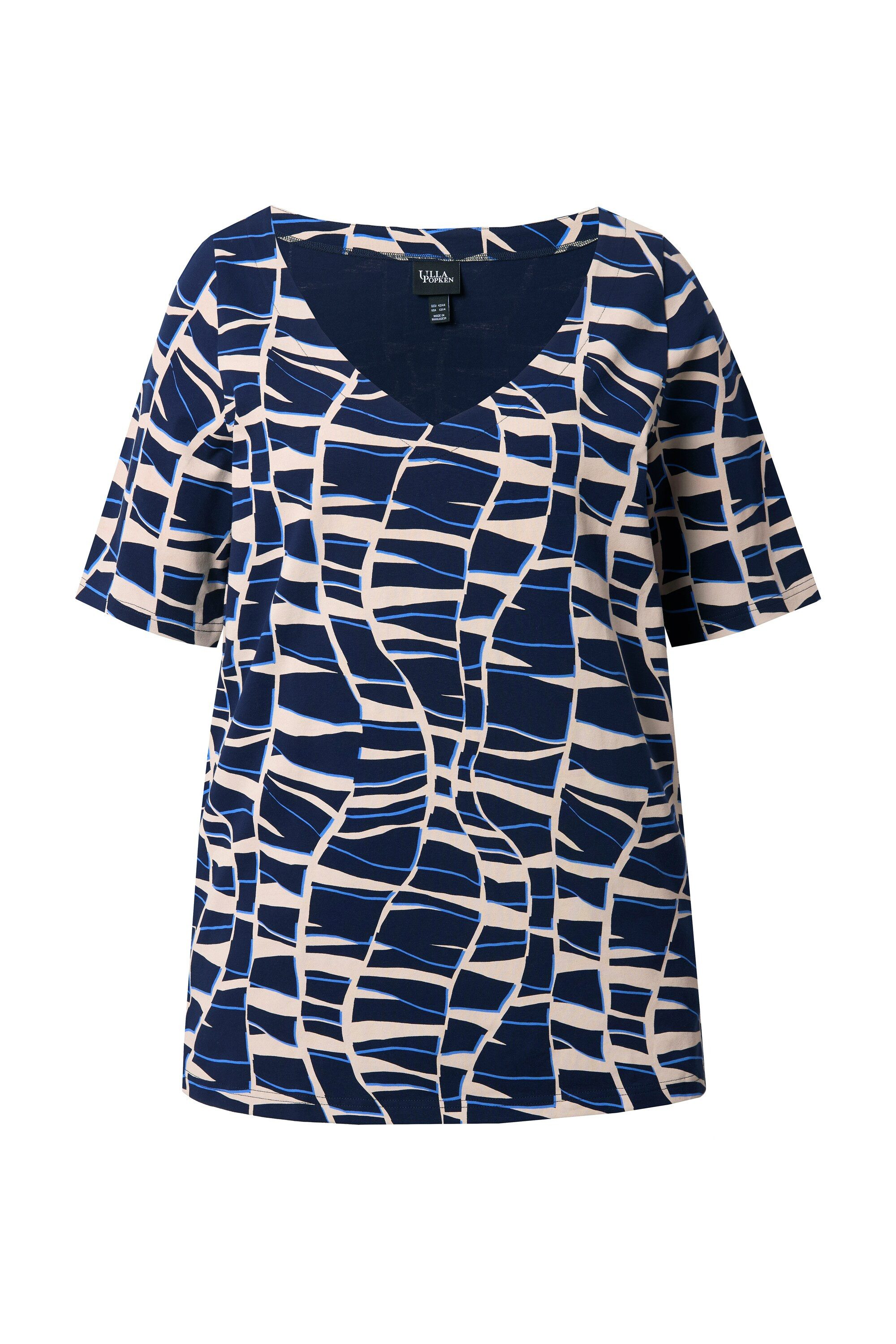 Ulla Popken T-Shirt T-Shirt A-Linie V-Ausschnitt günstig online kaufen