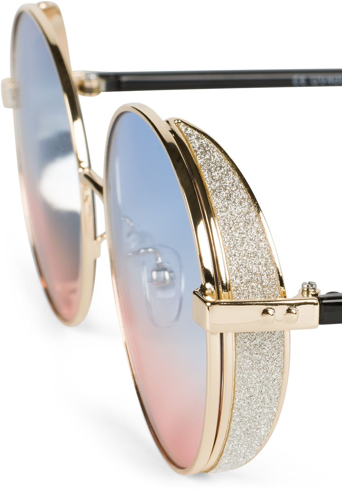 styleBREAKER Sonnenbrille (1-St) Getönt Gestell Gold Blau-Rosa Verlauf / Glas