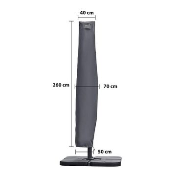 Sekey Sonnenschirm-Schutzhülle für Ampelschirm 3m Cover Abdeckung Plane mit Stab und Reißverschluss, aus 600D Oxford, Winterfest, Wasserabweisend, UV Schutz Abdeckhauben