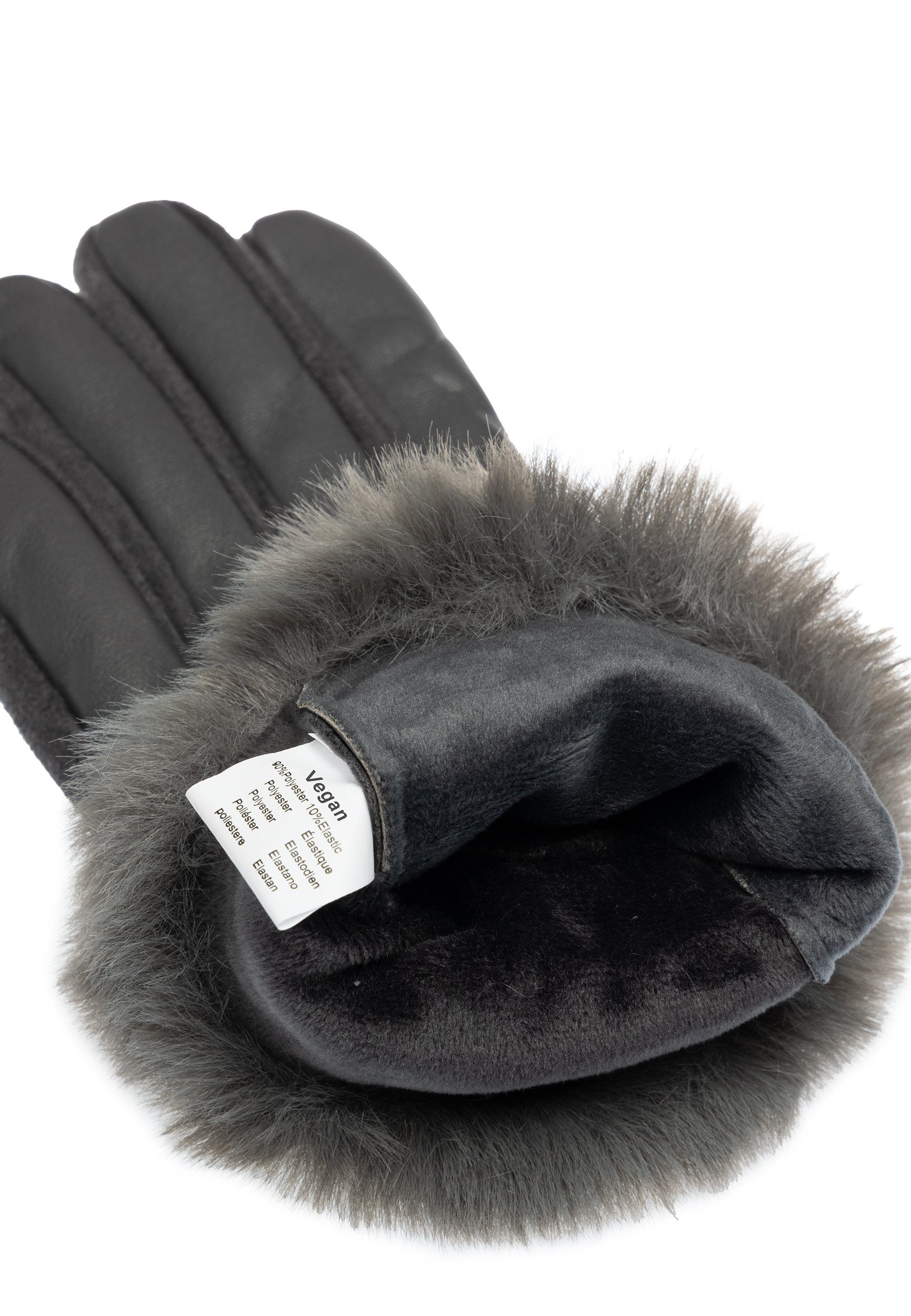uni GLV017 Strickhandschuhe Handschuhe Fell Caspar Dekor elegante mit klassisch Damen dunkelgrau