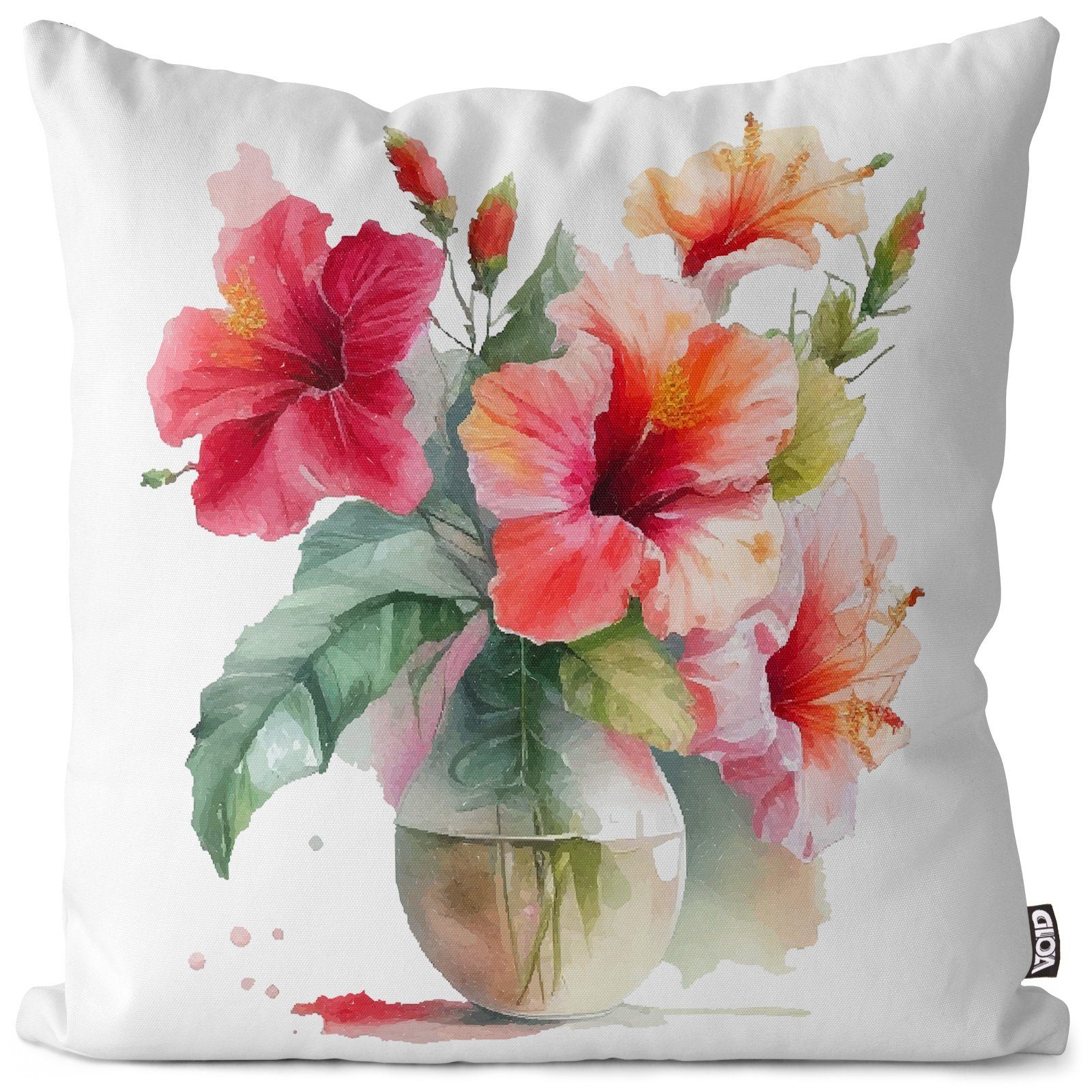 VOID Kissenbezug, (1 Stück), Hibiskus Blumenstrauß Vase Blumen hibiskusblüte hibiscus pflanzen blü