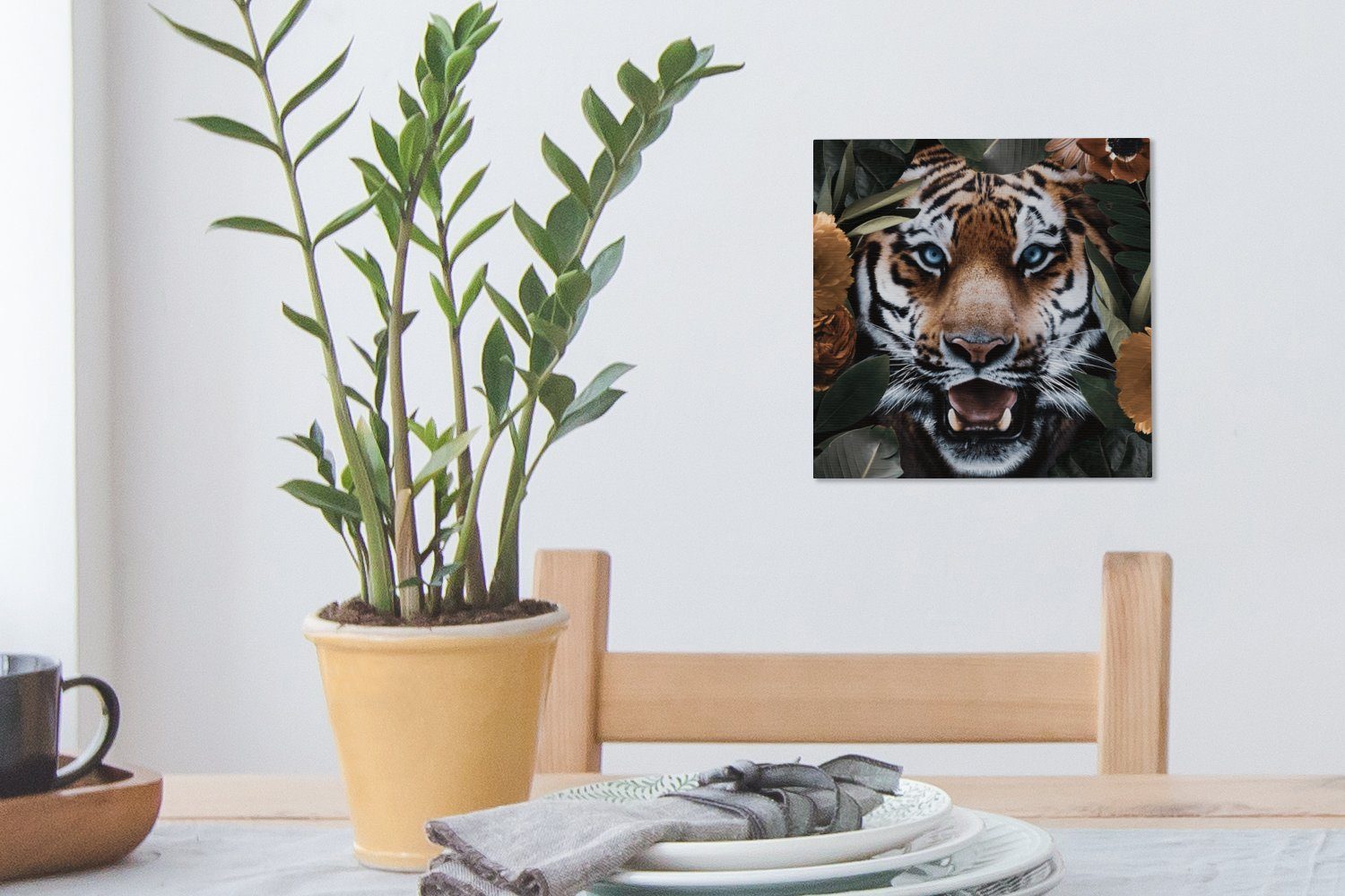 (1 Bilder für Tiger - St), Blatt Schlafzimmer Wohnzimmer Leinwand - Tiere, Leinwandbild OneMillionCanvasses®