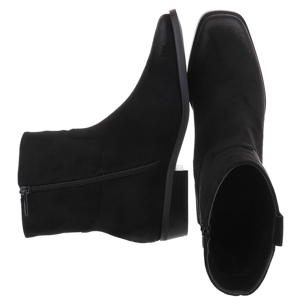 Ital-Design Damen Stiefelette mit Elastikeinsatz und Blockabsatz Stiefelette (92125658) Blockabsatz Flache Stiefeletten in Schwarz