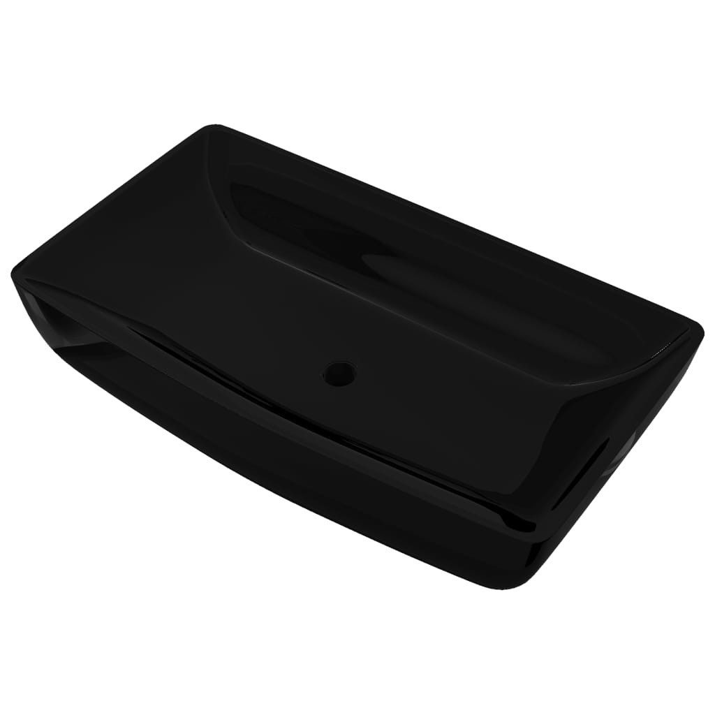vidaXL Waschbecken Keramik Waschbecken Badezimmer Aufsatzwaschbecken schwarz rechteckig