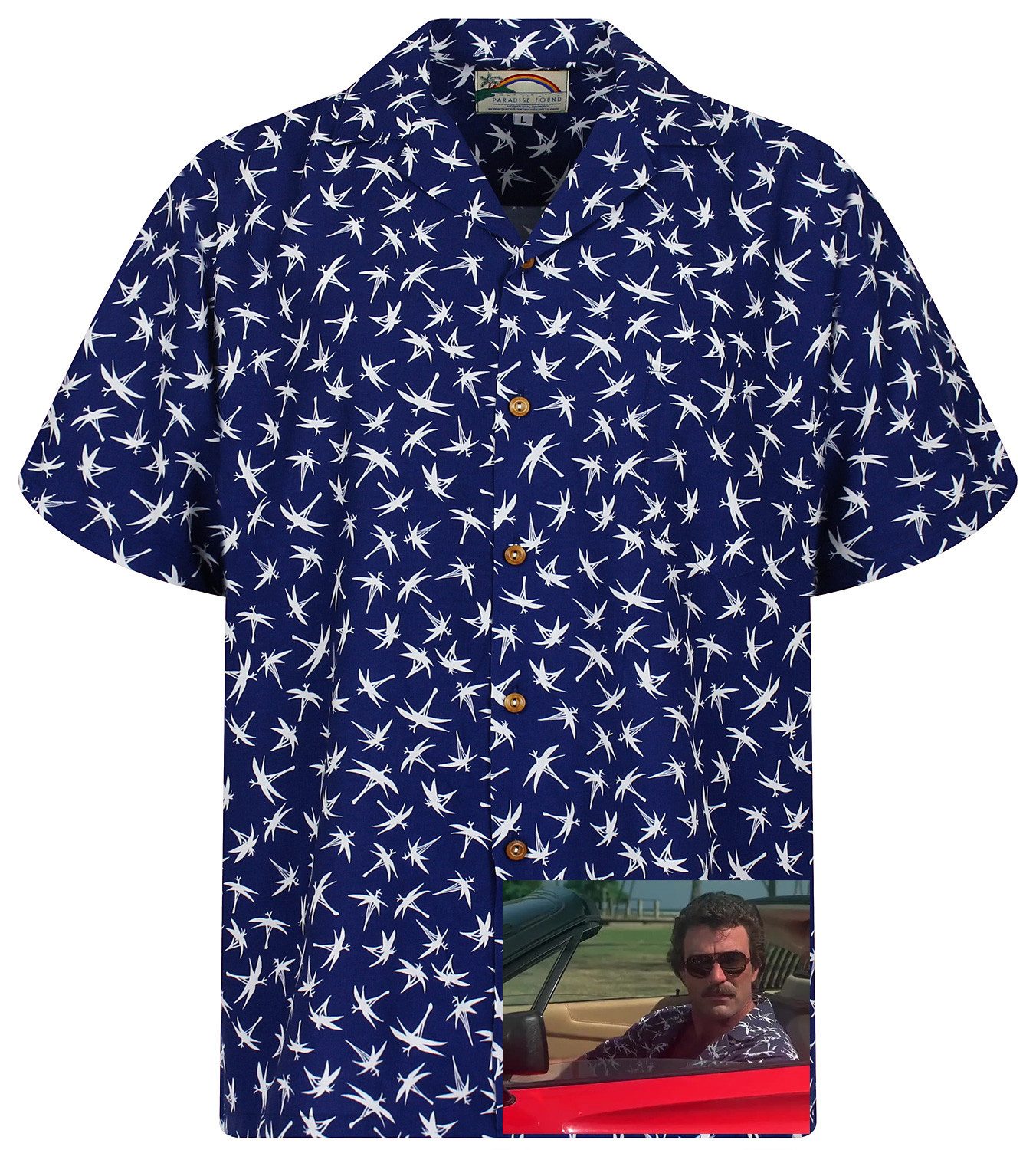 King Kameha Hawaiihemd Tom Selleck Original Hawaii-Hemd Herren Kurzarm Front-Tasche Stylish
