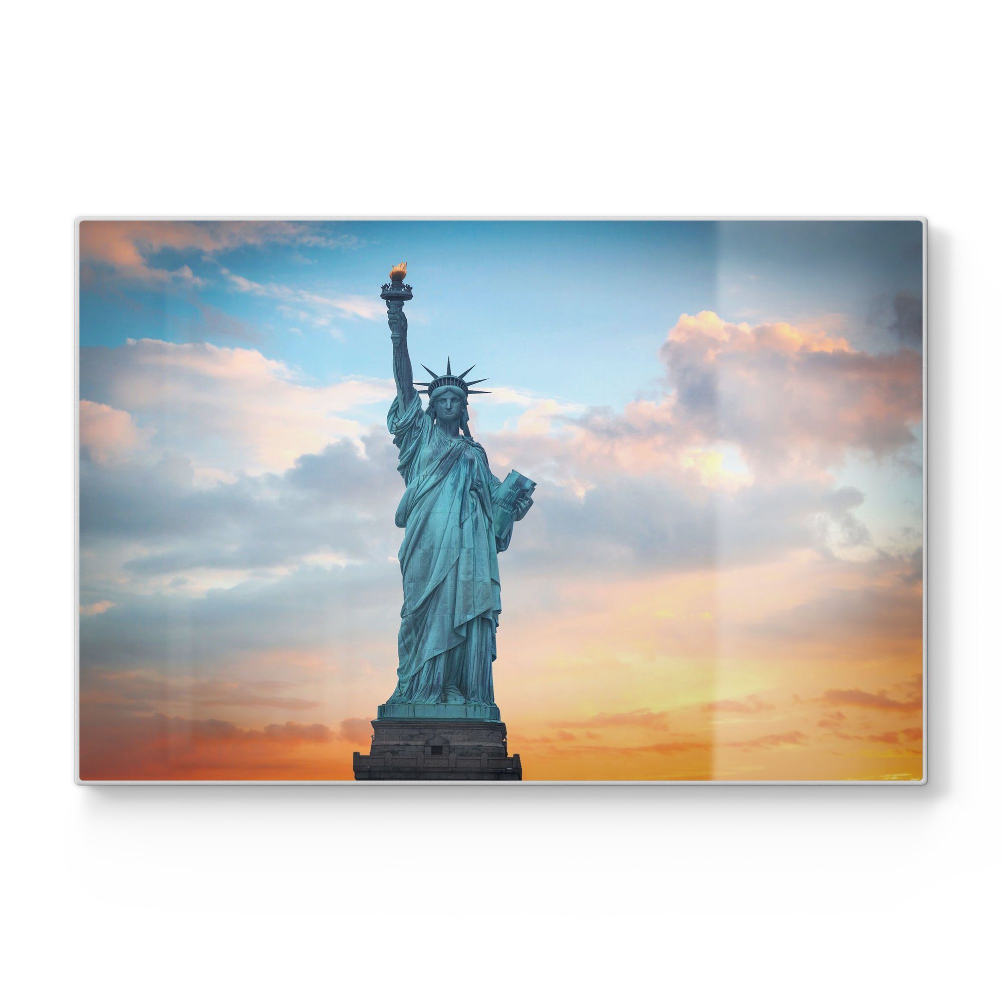 DEQORI Schneidebrett 'New Yorks Lady Liberty', Glas, Platte Frühstücksbrett Schneideplatte