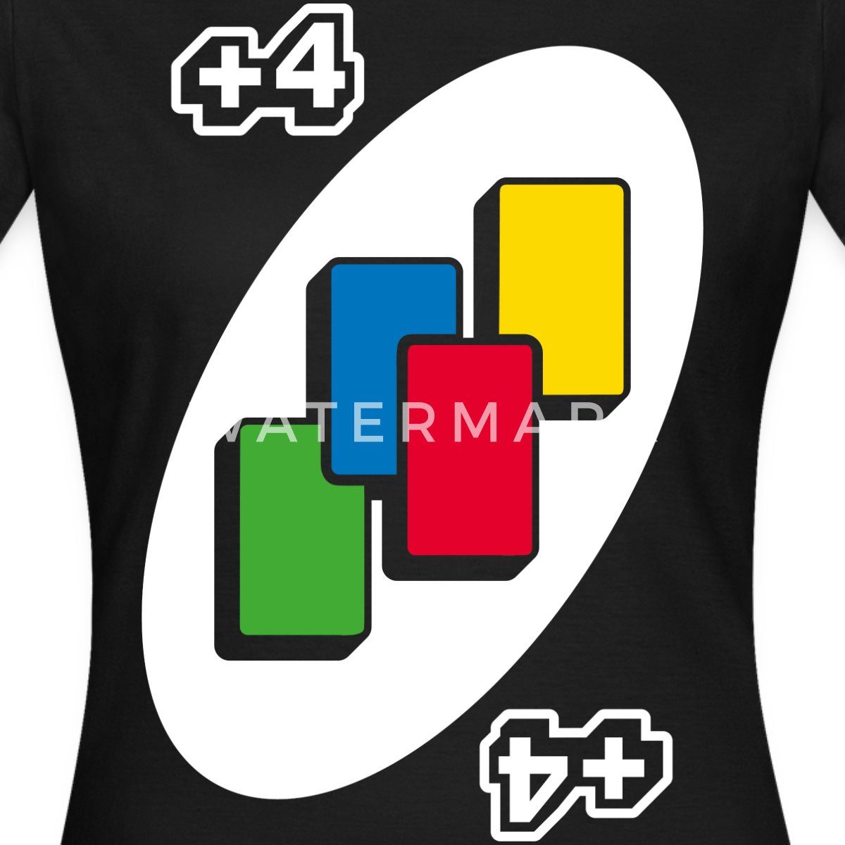 Spreadshirt T-Shirt UNO +4 Design Vier-Ziehen-Karte Frauen T-Shirt (1-tlg) günstig online kaufen