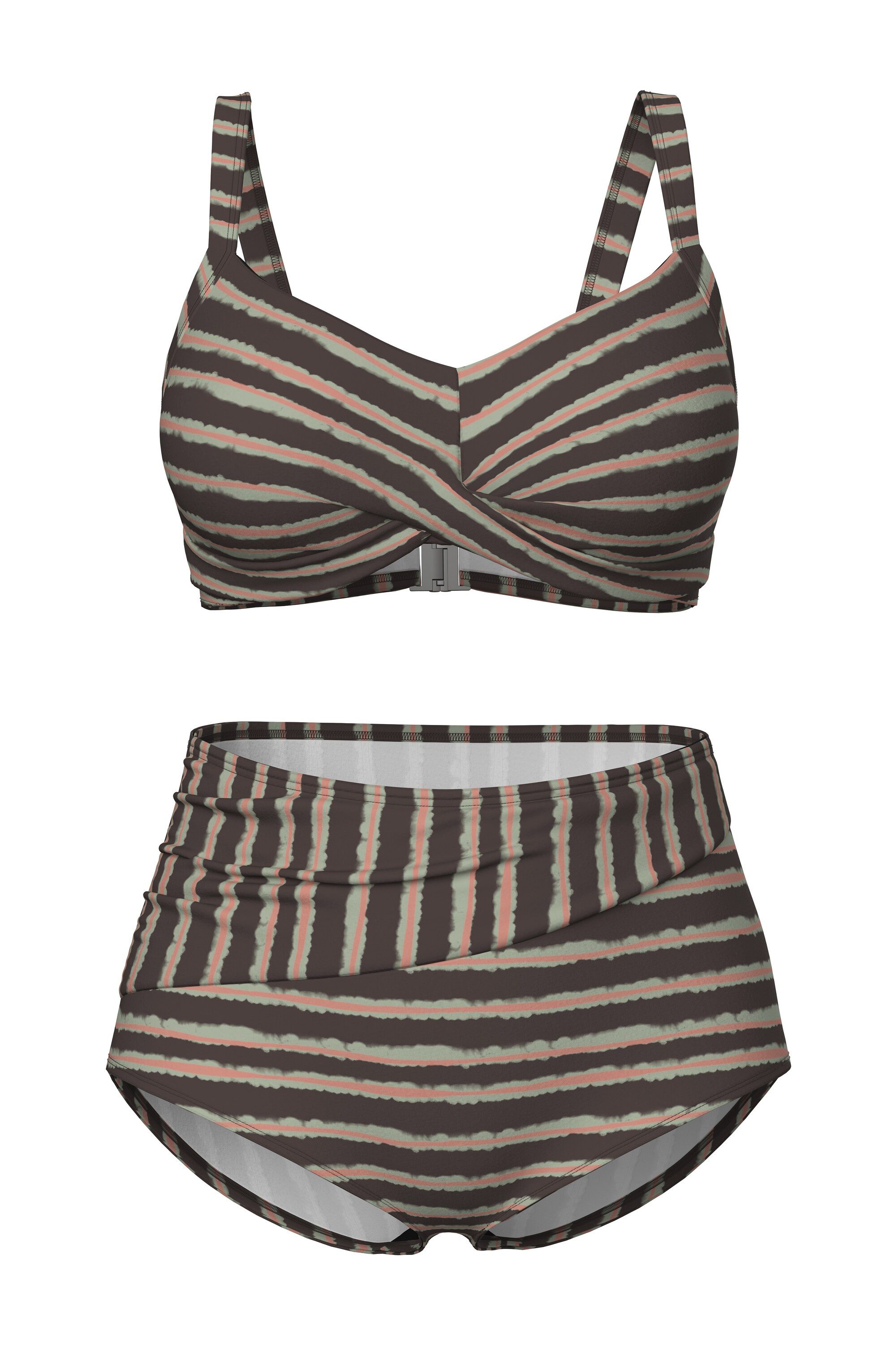 Ulla Popken Soft-BH Bikini Streifenmix drapiert Softcups recycelt